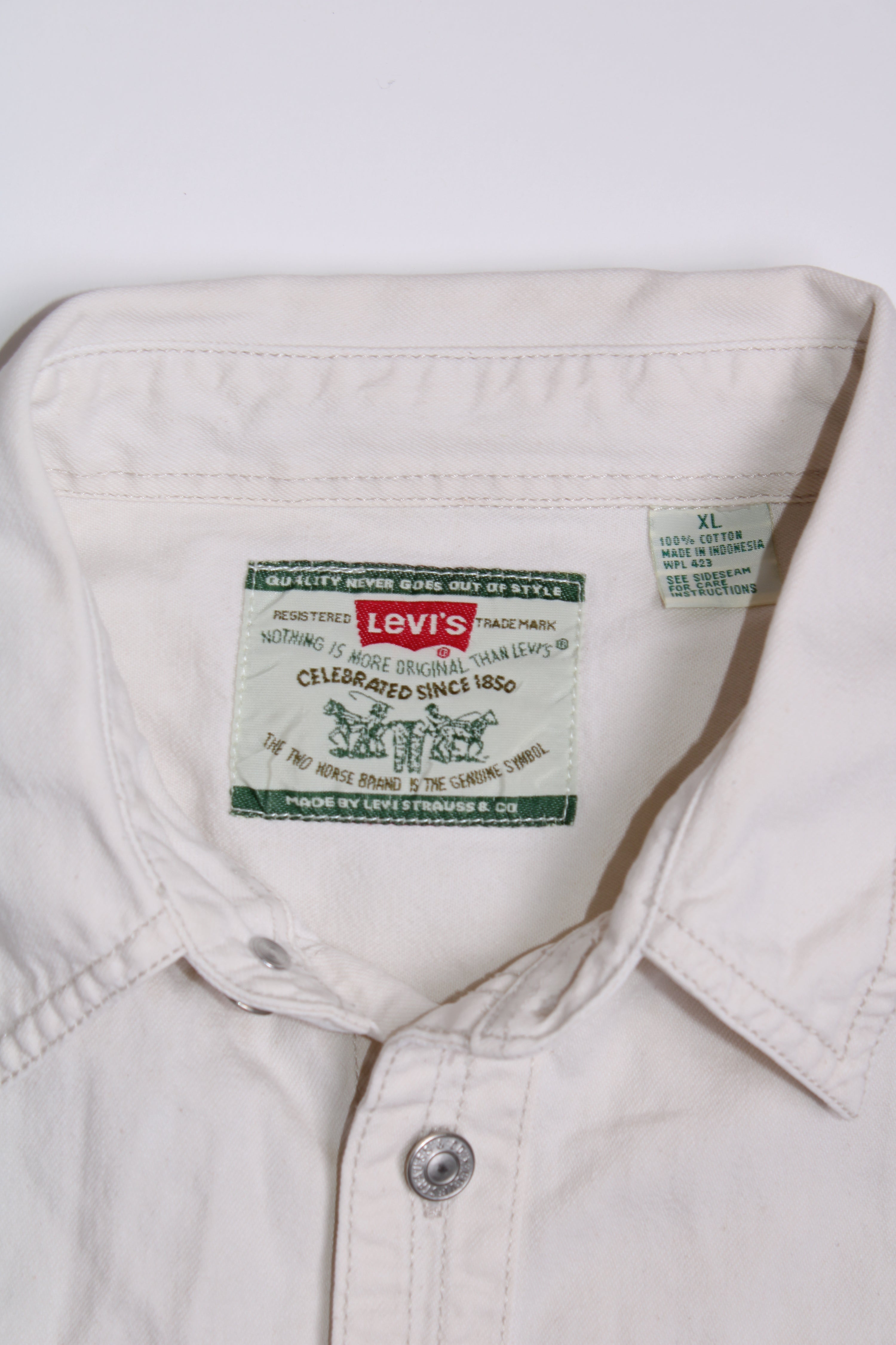 LEVIS VINTAGE WESTERN DENIM SHIRT BEIGE 1990S VTG - XL