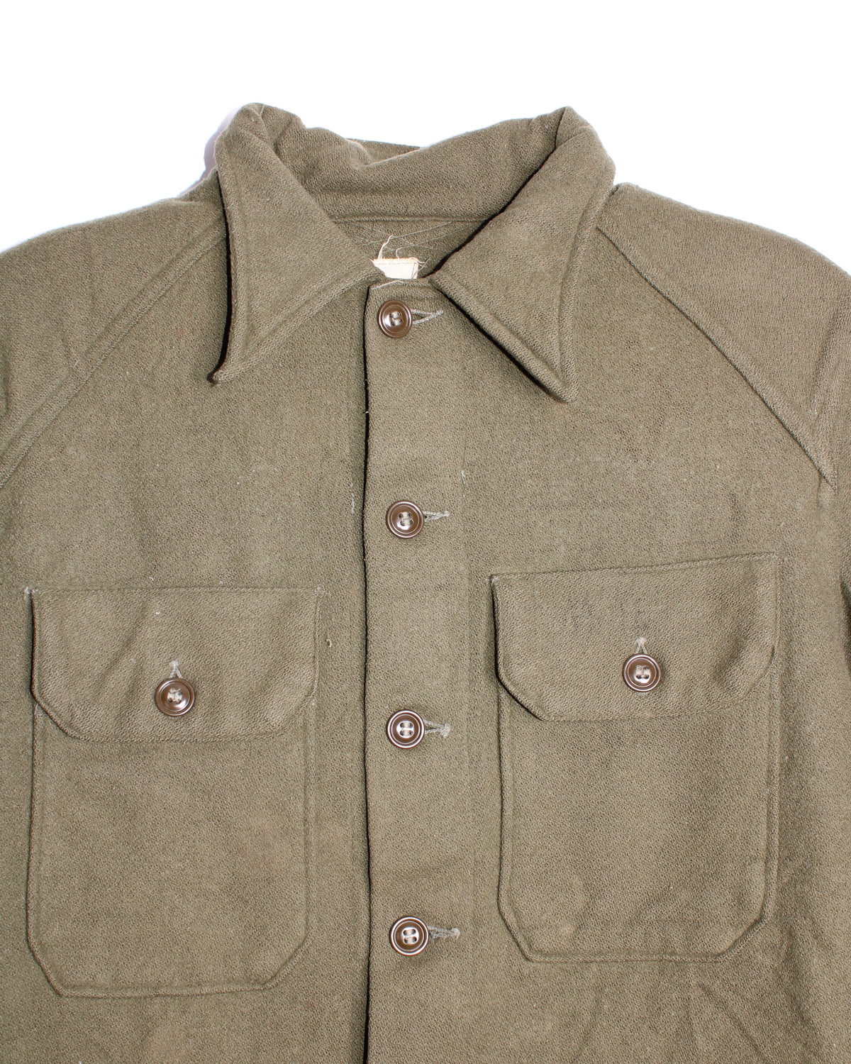 US ARMY VINTAGE OG 108 WOOL SHIRT OLIVE GREEN - LARGE