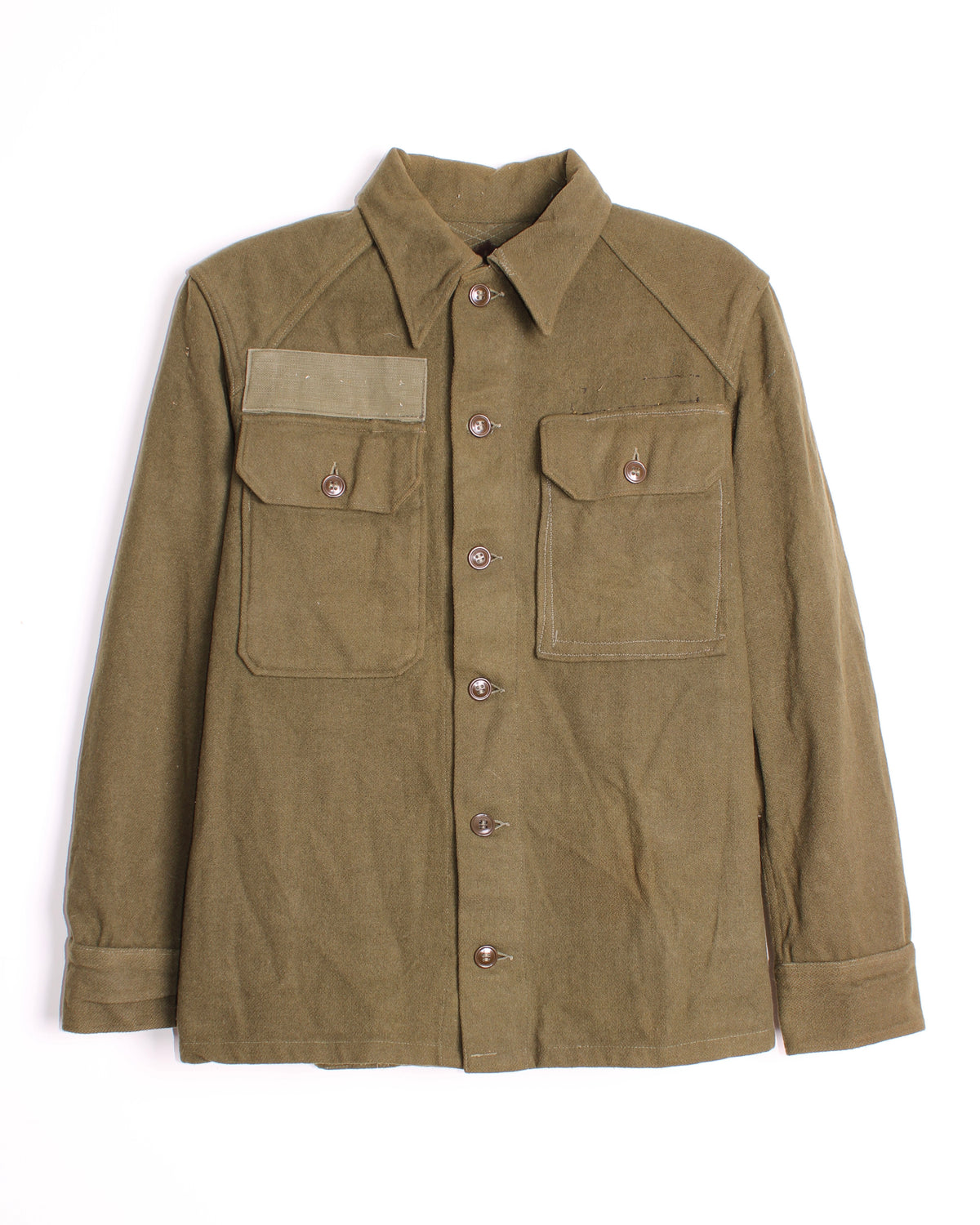 US ARMY VINTAGE OG 108 WOOL SHIRT OLIVE GREEN - MEDIUM