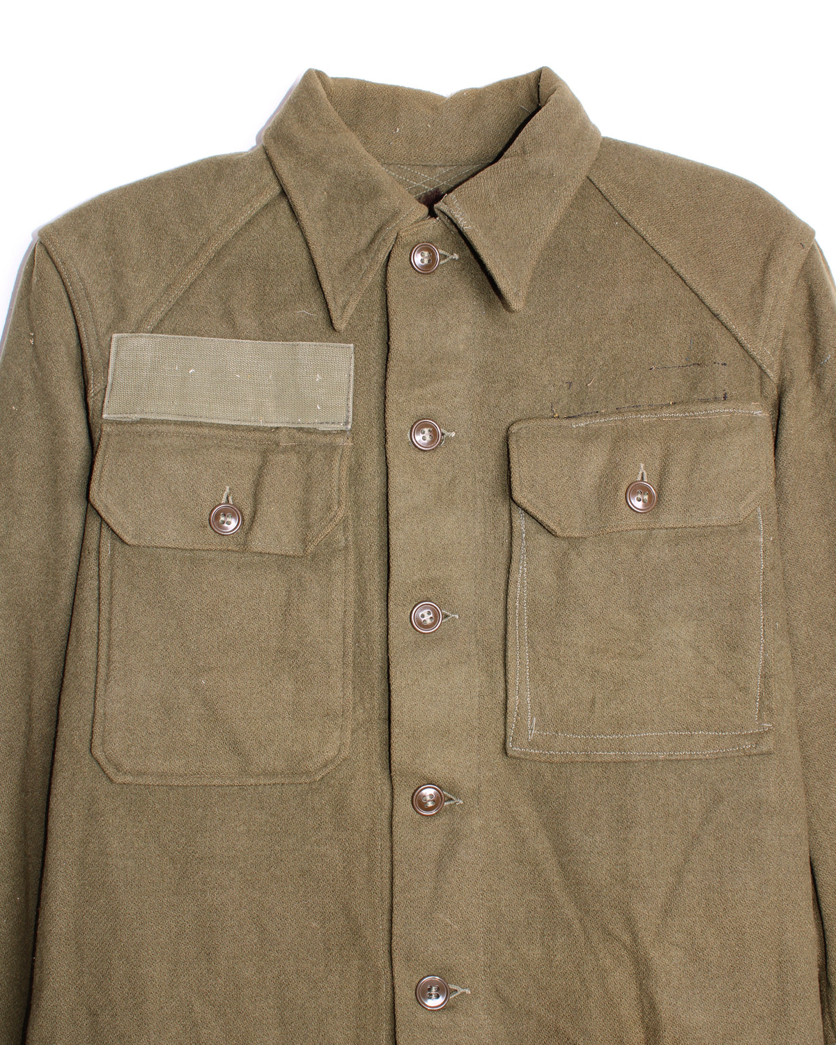 US ARMY VINTAGE OG 108 WOOL SHIRT OLIVE GREEN - MEDIUM