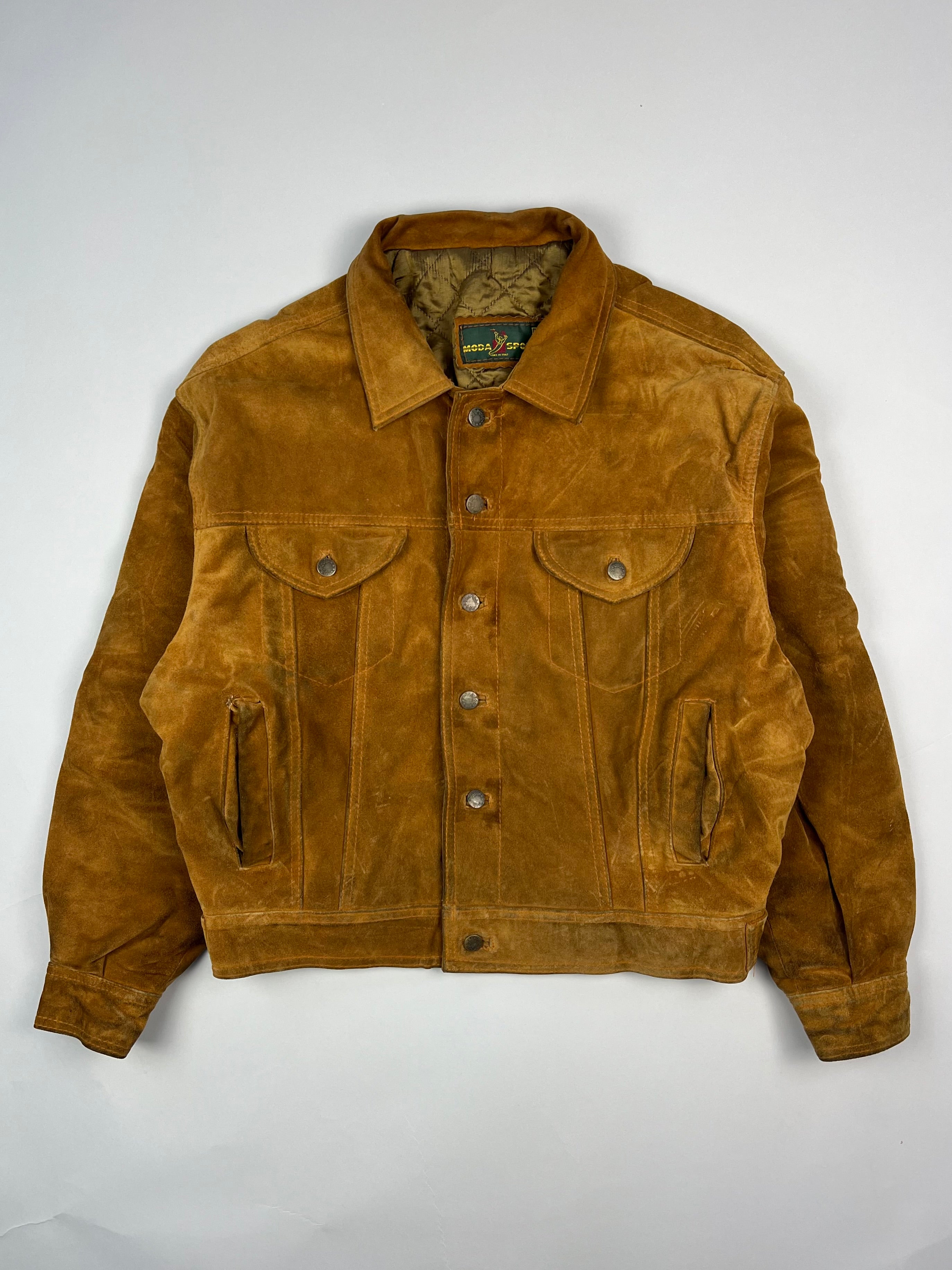 SUEDE TRUCKER JACKET BROWN - L