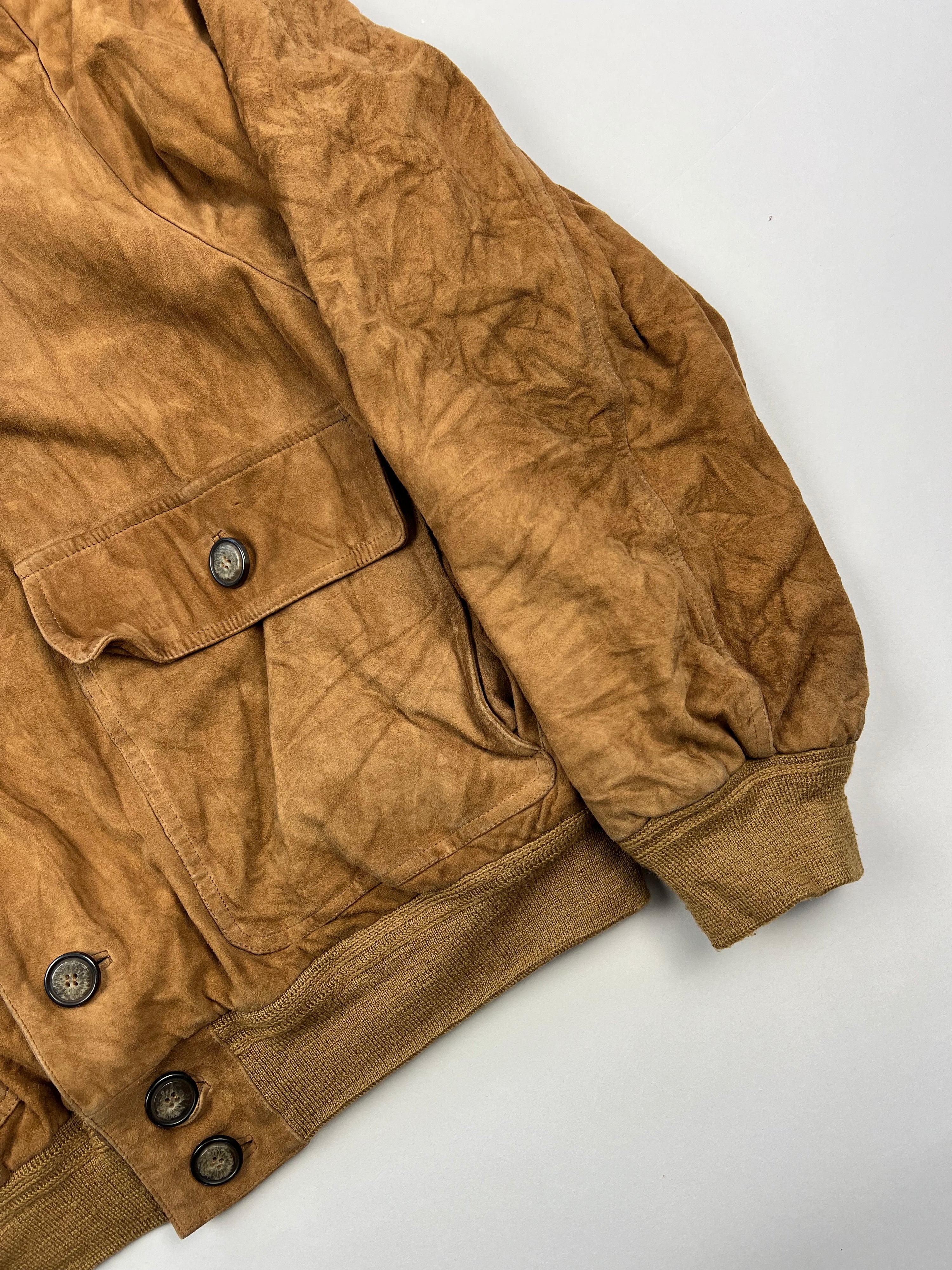 SUEDE BOMBER JACKET BROWN - L/XL