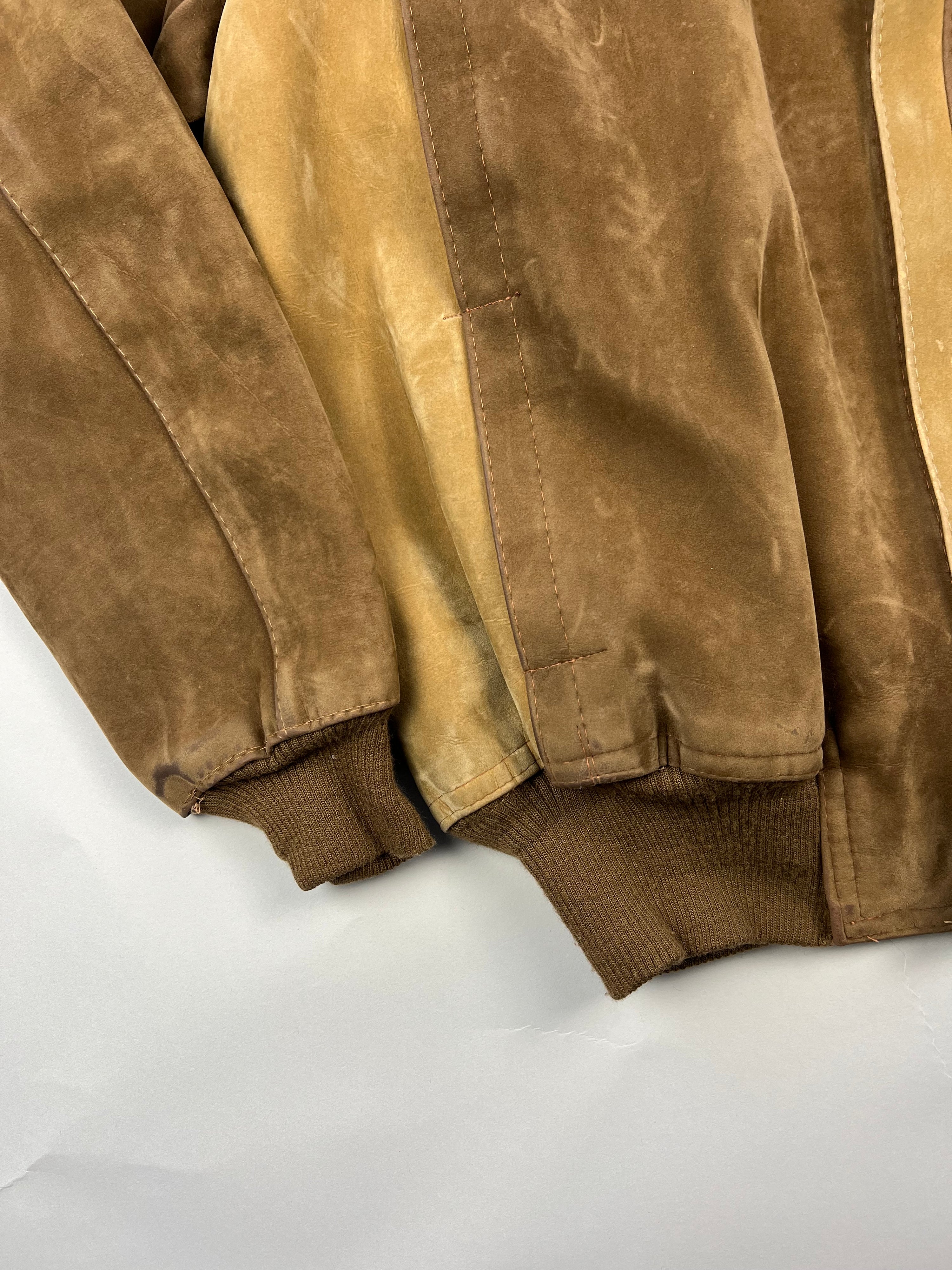 SUEDE BOMBER JACKET COLORBLOCK BROWN - M/L