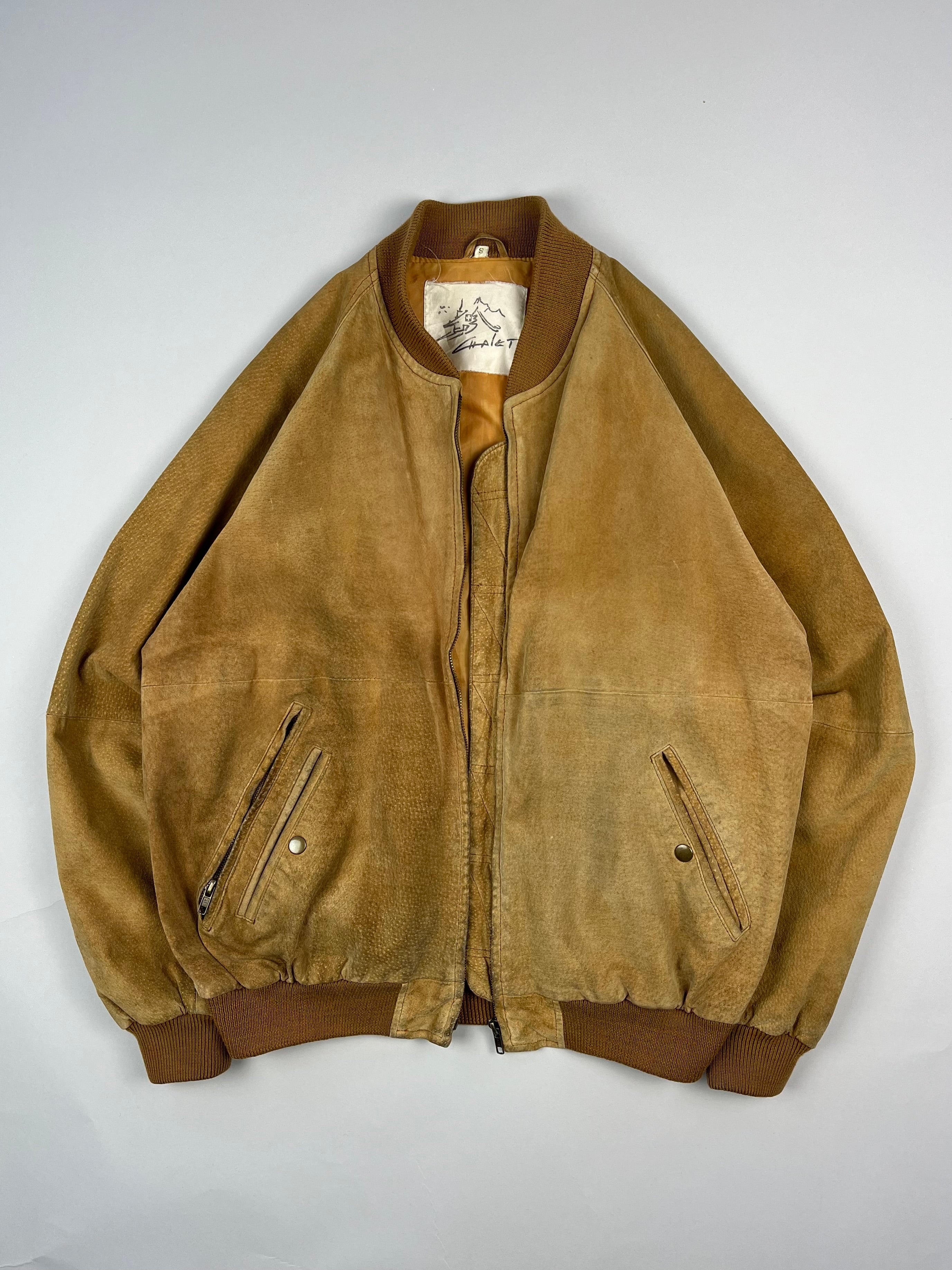 SUEDE BOMBER JACKET LIGHT BROWN - S