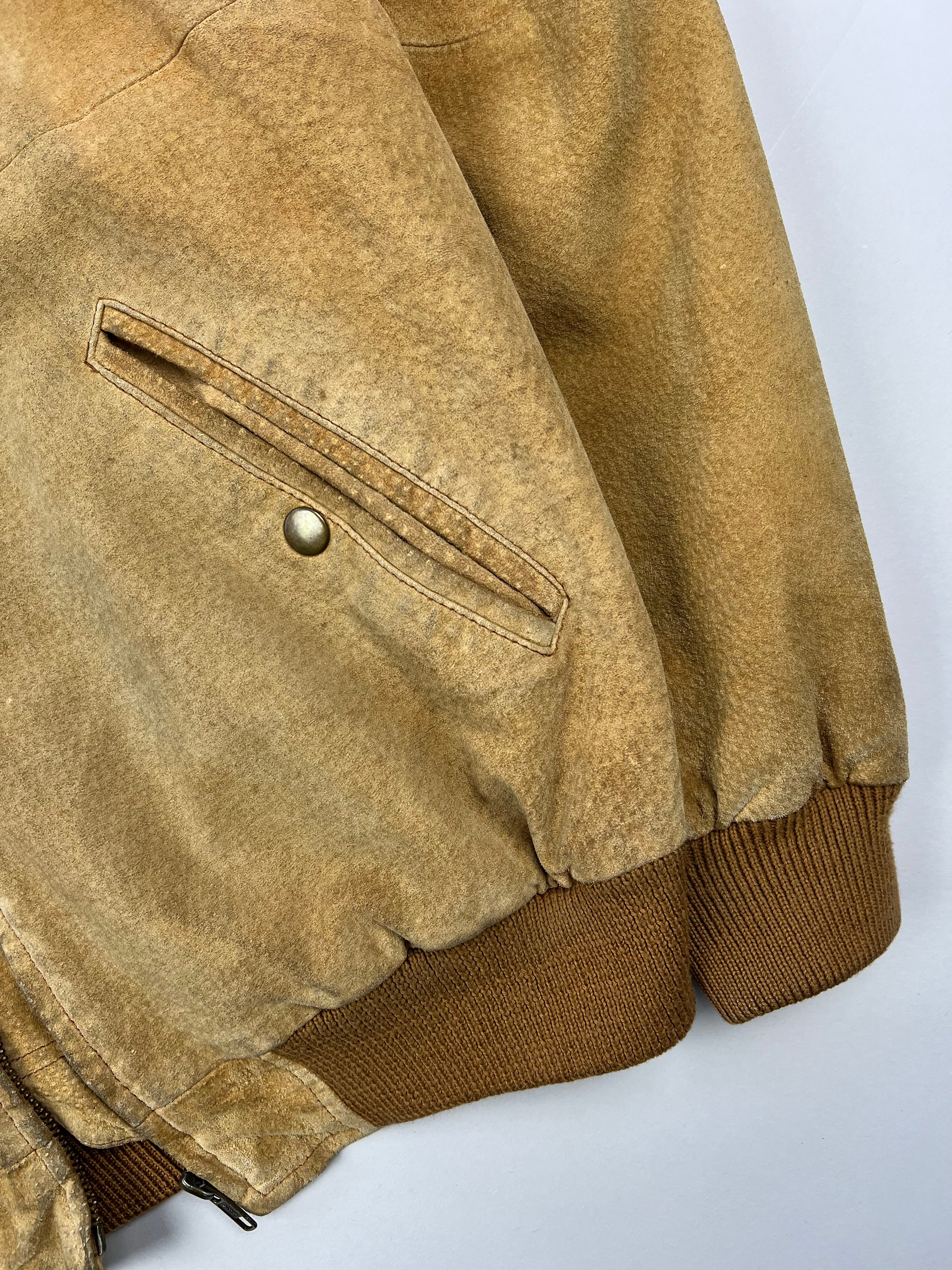 SUEDE BOMBER JACKET LIGHT BROWN - S