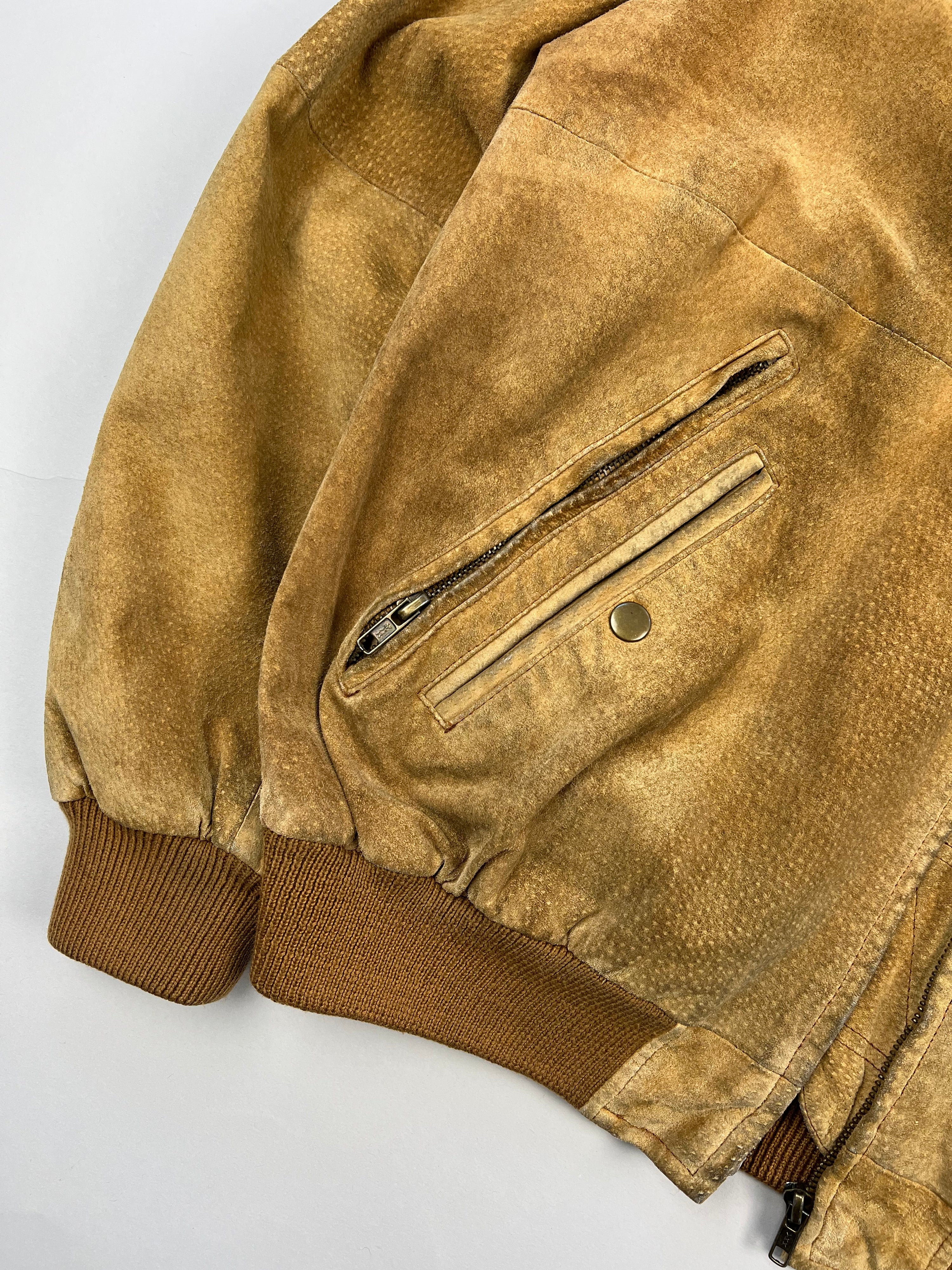 SUEDE BOMBER JACKET LIGHT BROWN - S