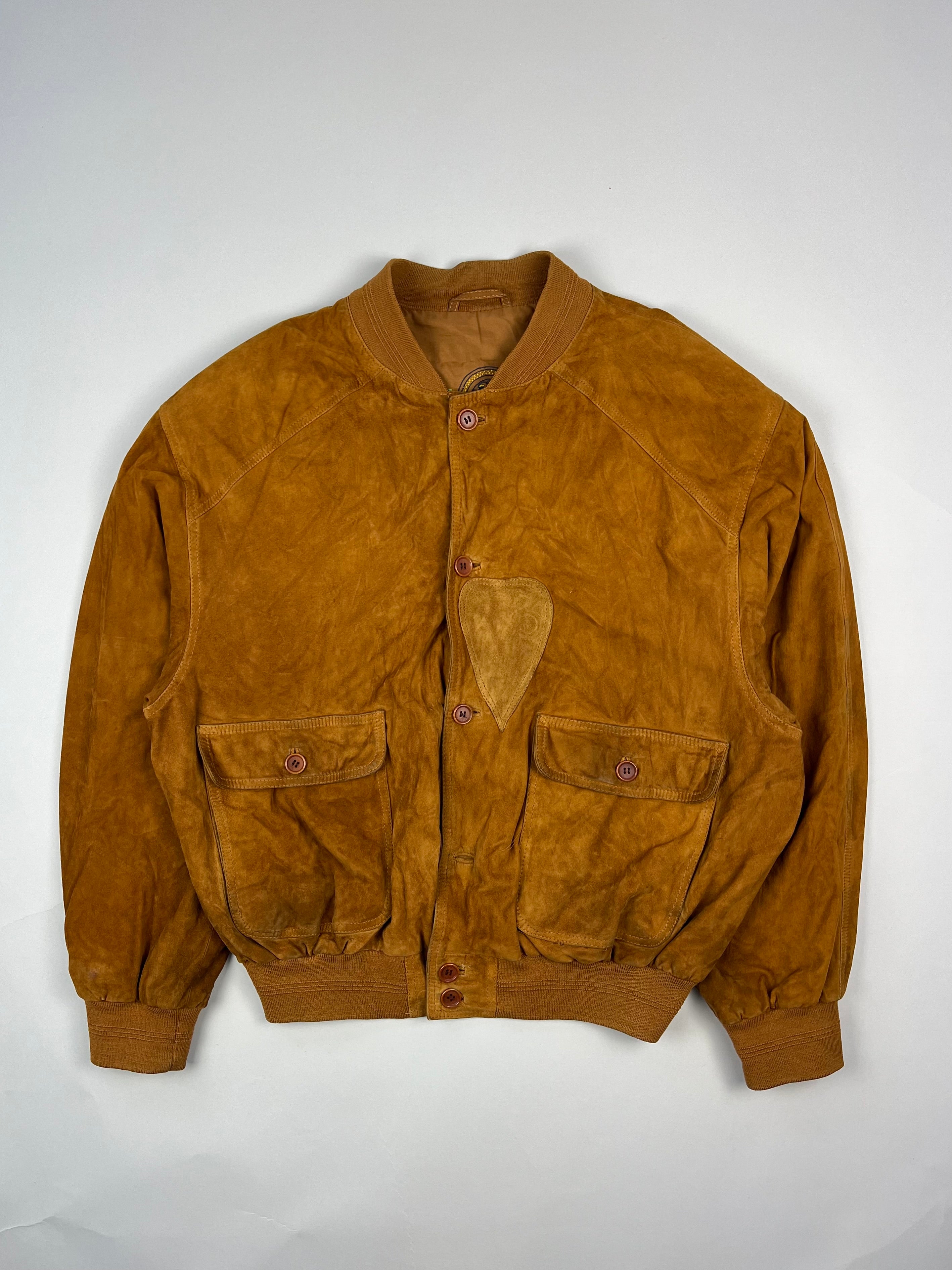 SUEDE BOMBER JACKET BROWN - XL/XXL