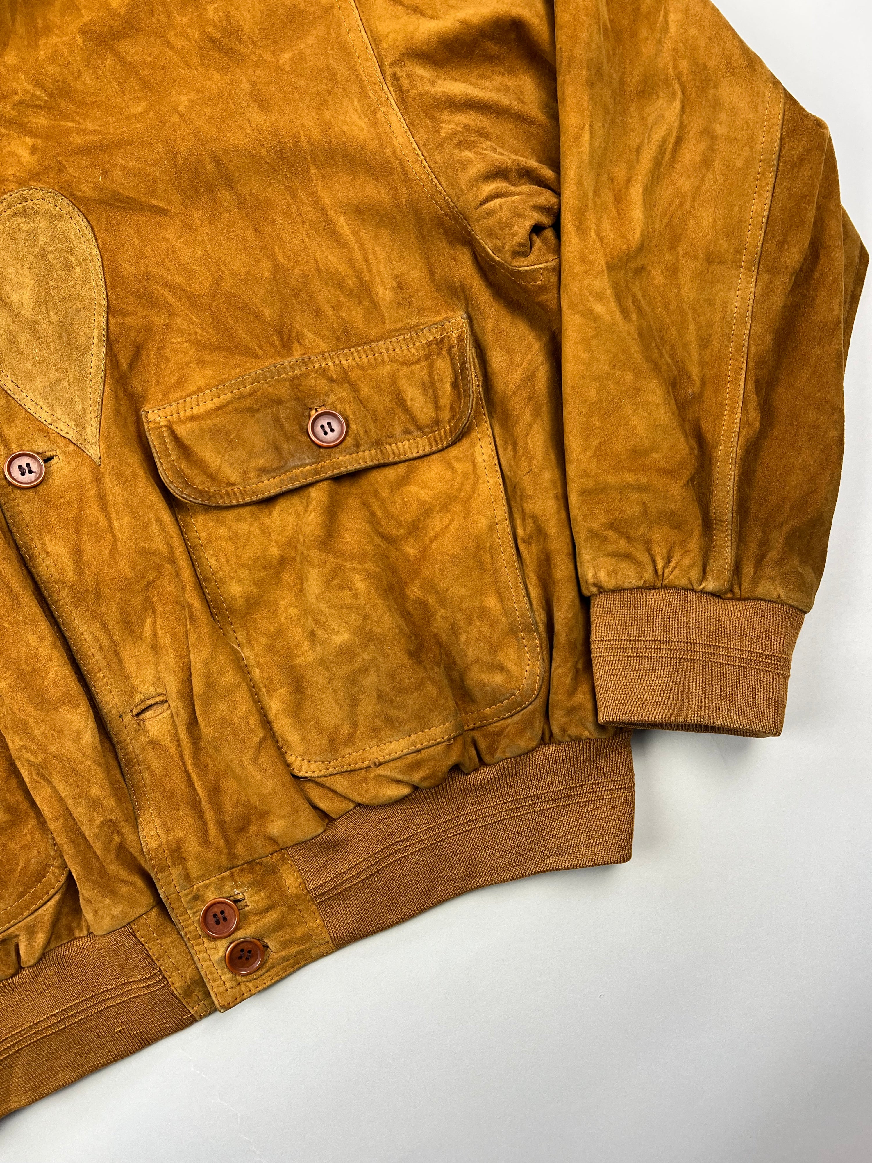 SUEDE BOMBER JACKET BROWN - XL/XXL