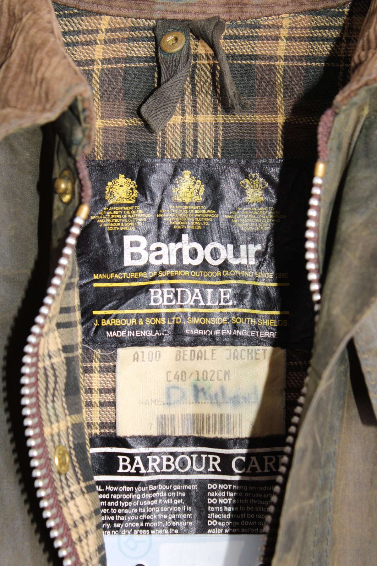 BARBOUR BEDALE WAX JACKET GREEN - S/M