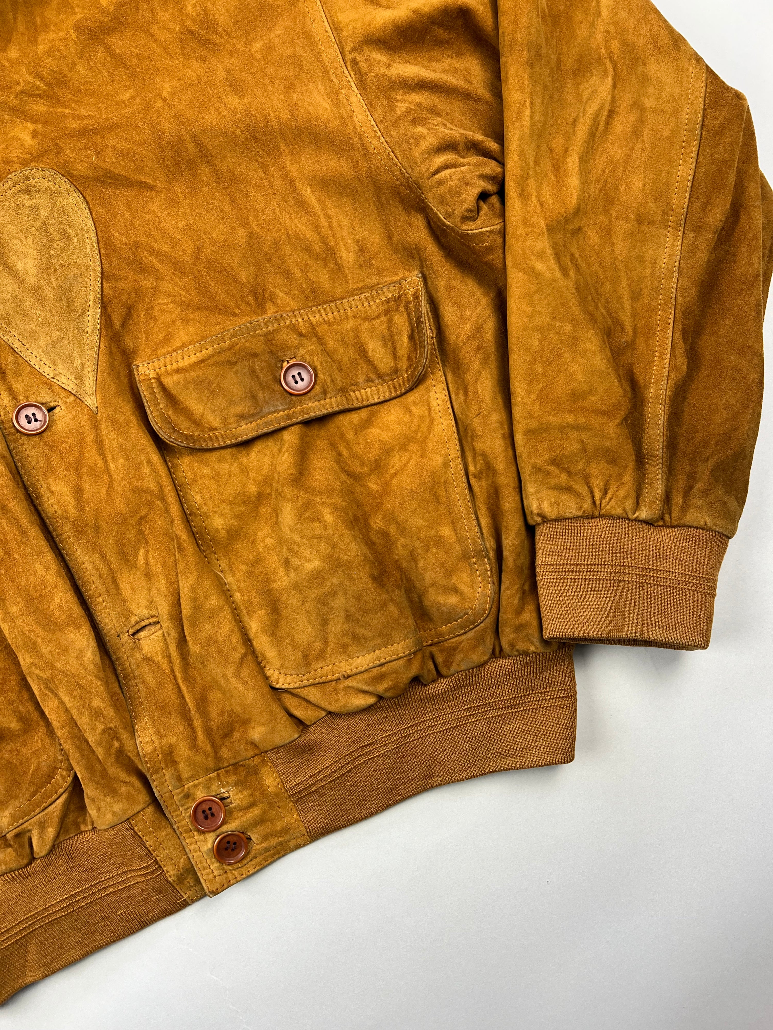 SUEDE BOMBER JACKET BROWN - XL/XXL