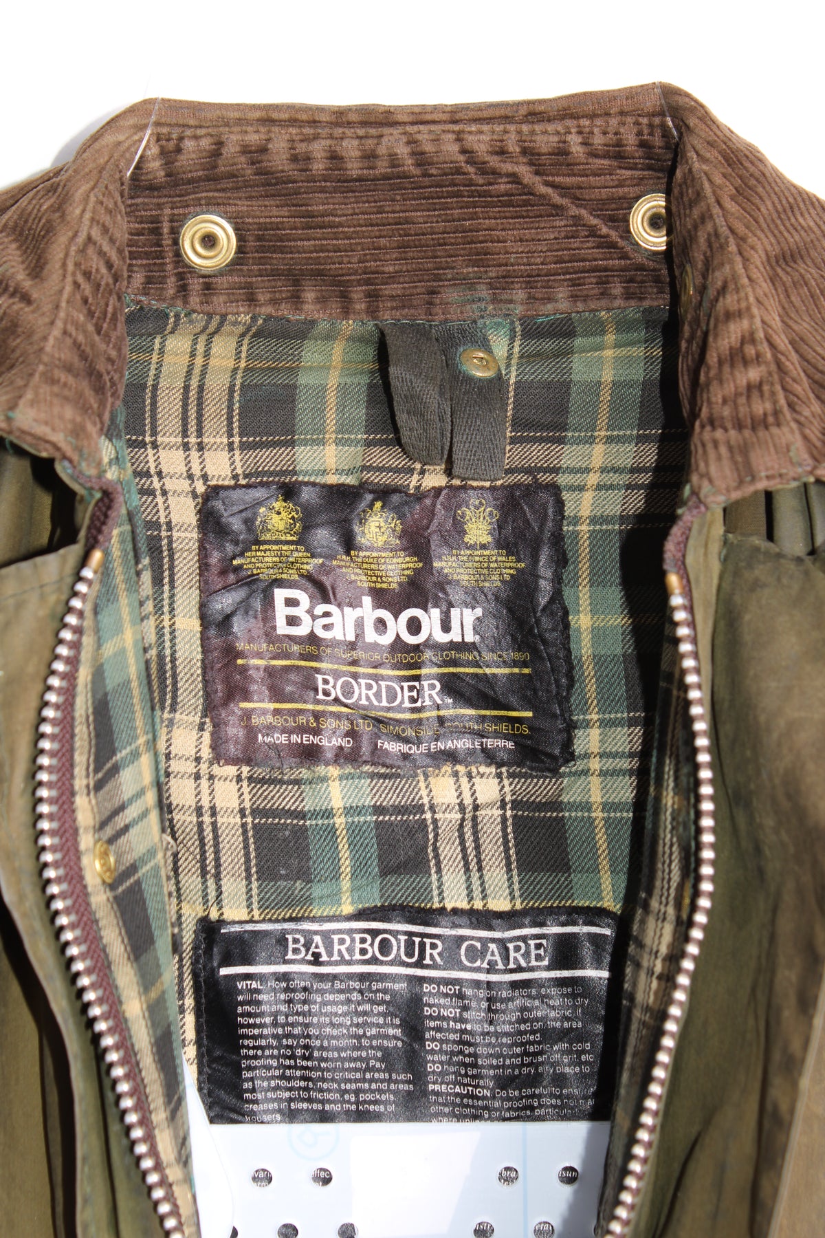 BARBOUR BORDER WAX JACKET GREEN - M/L