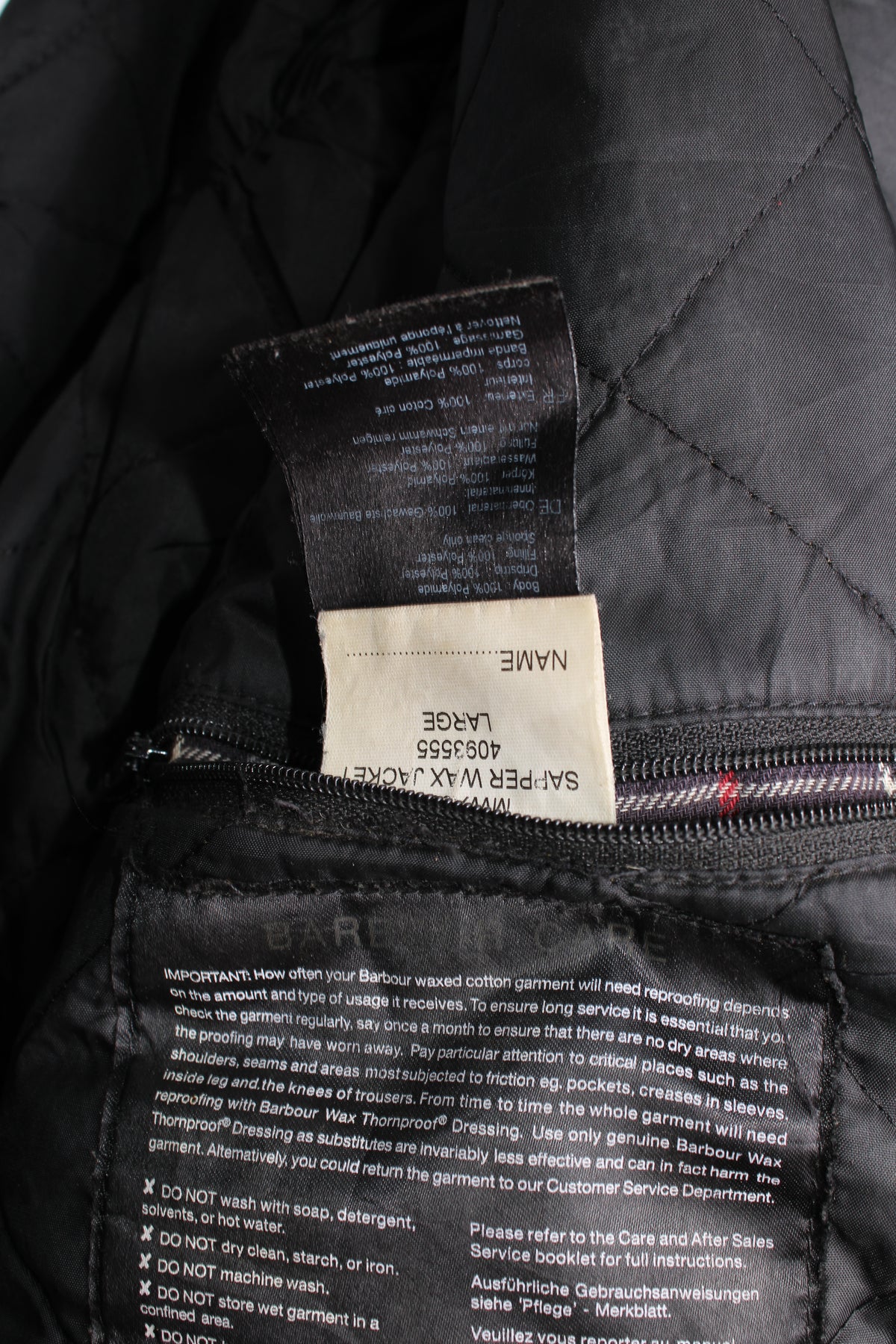 BARBOUR SAPPER WAX FIELD JACKET BLACK - L