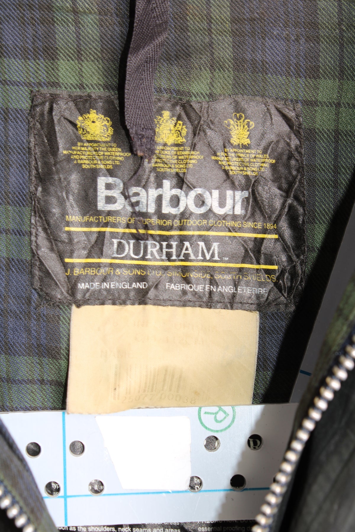 BARBOUR DURHAM WAX PARKA BLUE - L/XL
