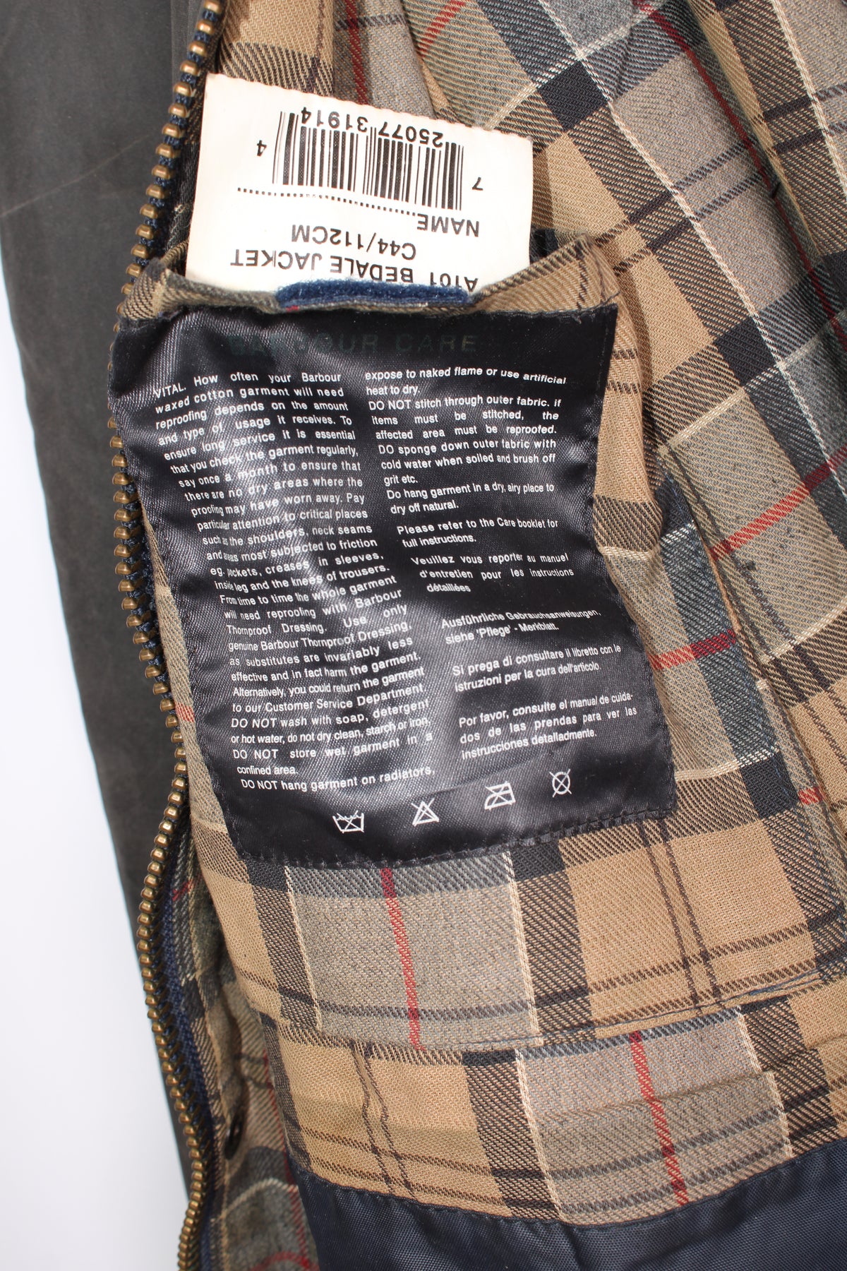 BARBOUR BEDALE WAX JACKET GREY - L/XL