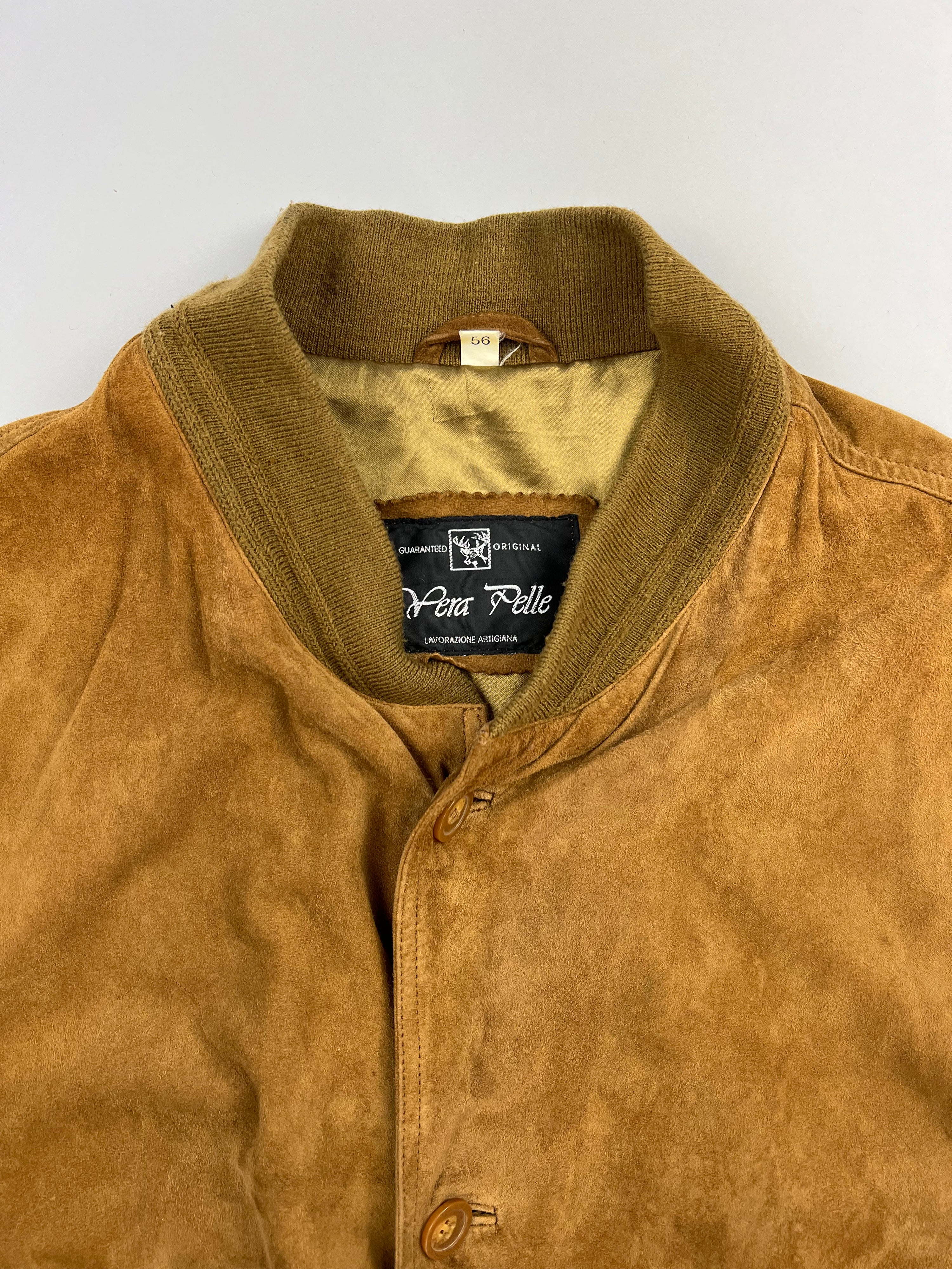 SUEDE BOMBER JACKET BROWN - XL/XXL