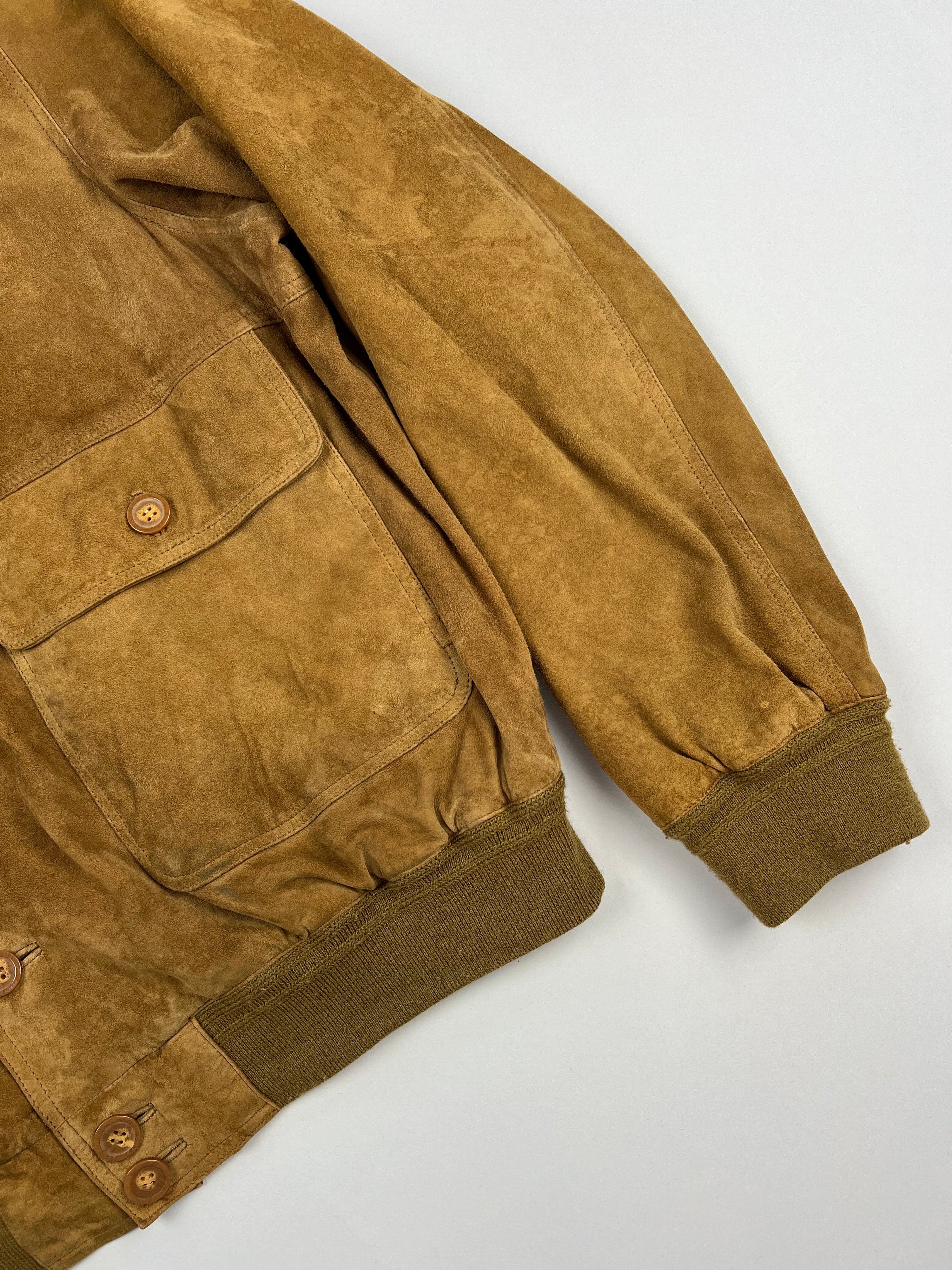 SUEDE BOMBER JACKET BROWN - XL/XXL