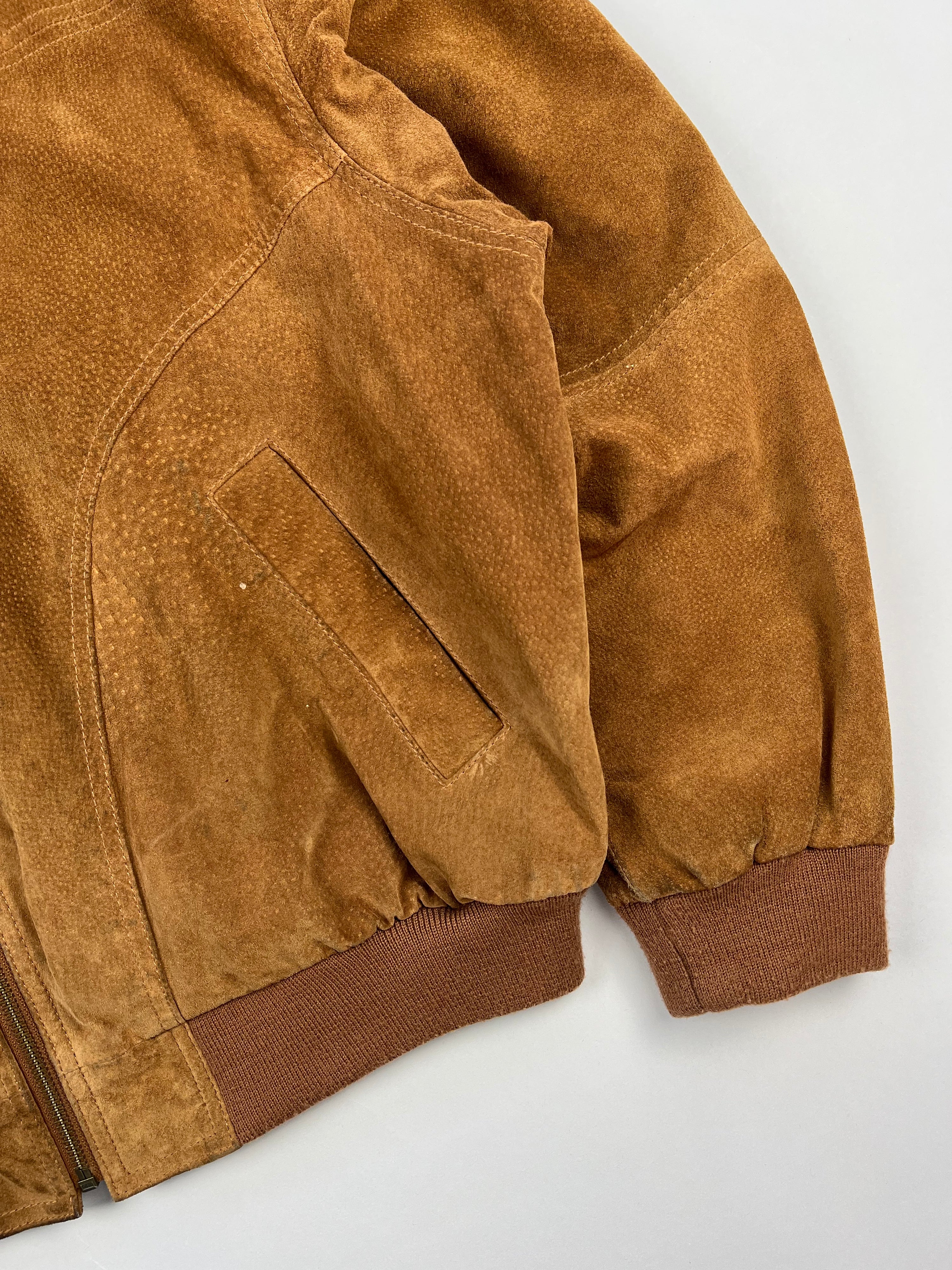 SUEDE BOMBER JACKET BROWN - XL/XXL
