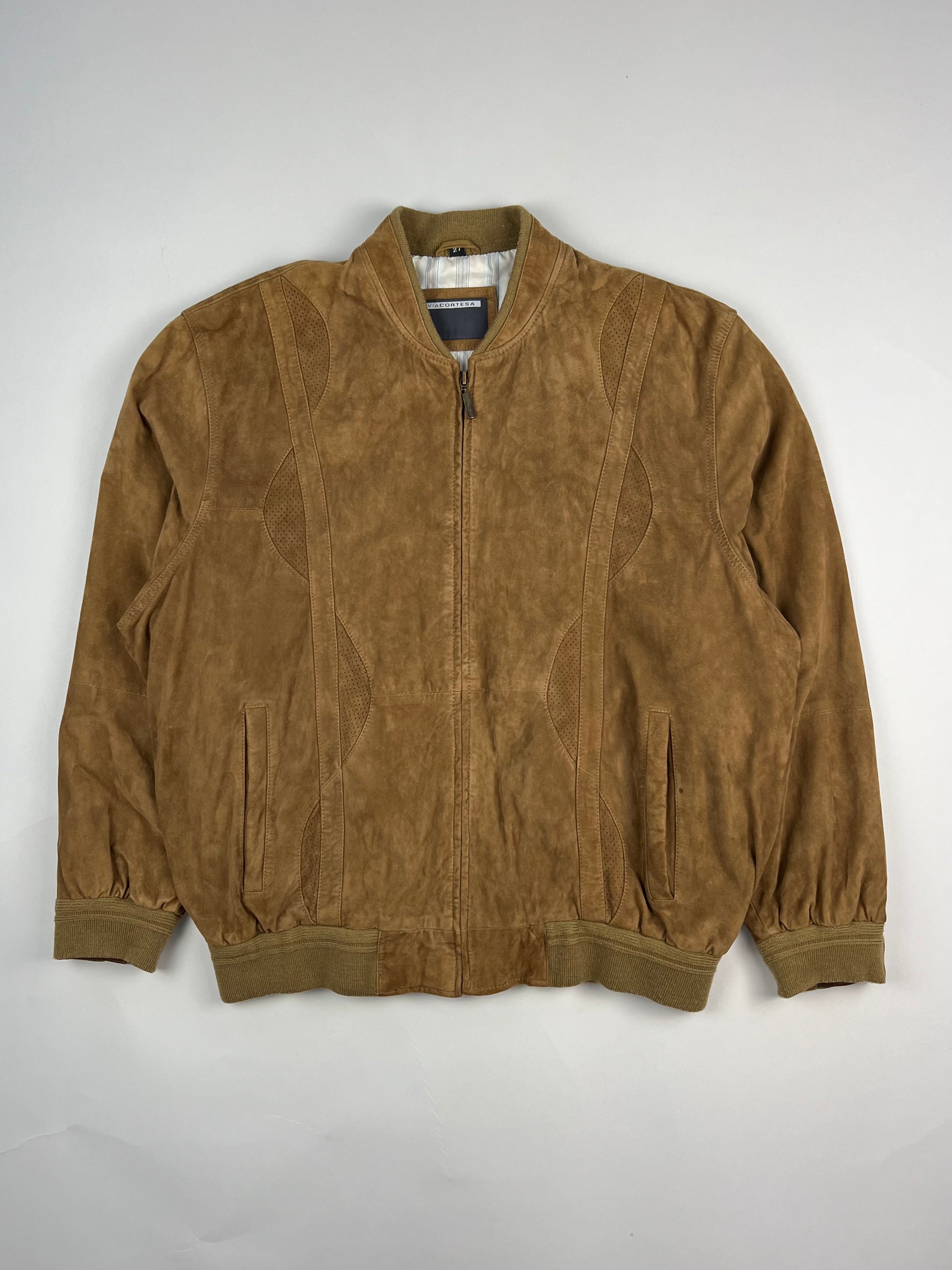 SUEDE BOMBER JACKET BROWN - XL/XXL