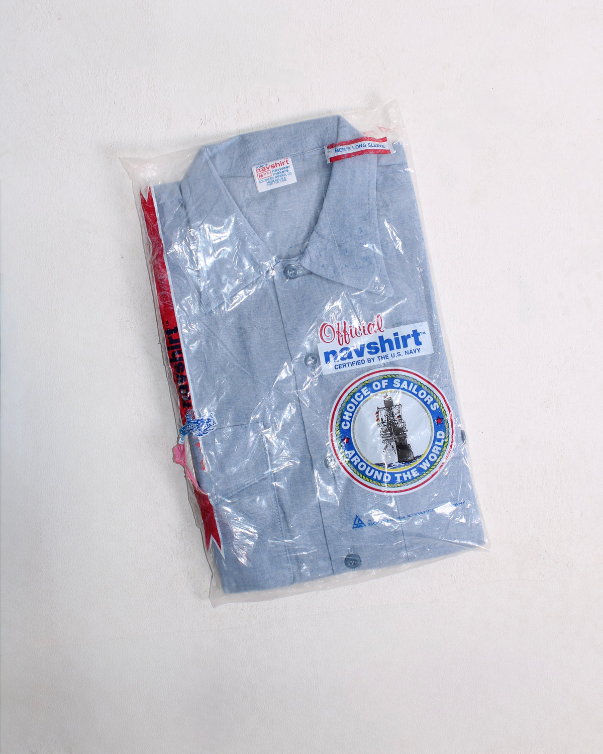 US ARMY VINTAGE NAVSHIRT CHAMBRAY WORK SHIRT LIGHT BLUE MADE IN USA - M