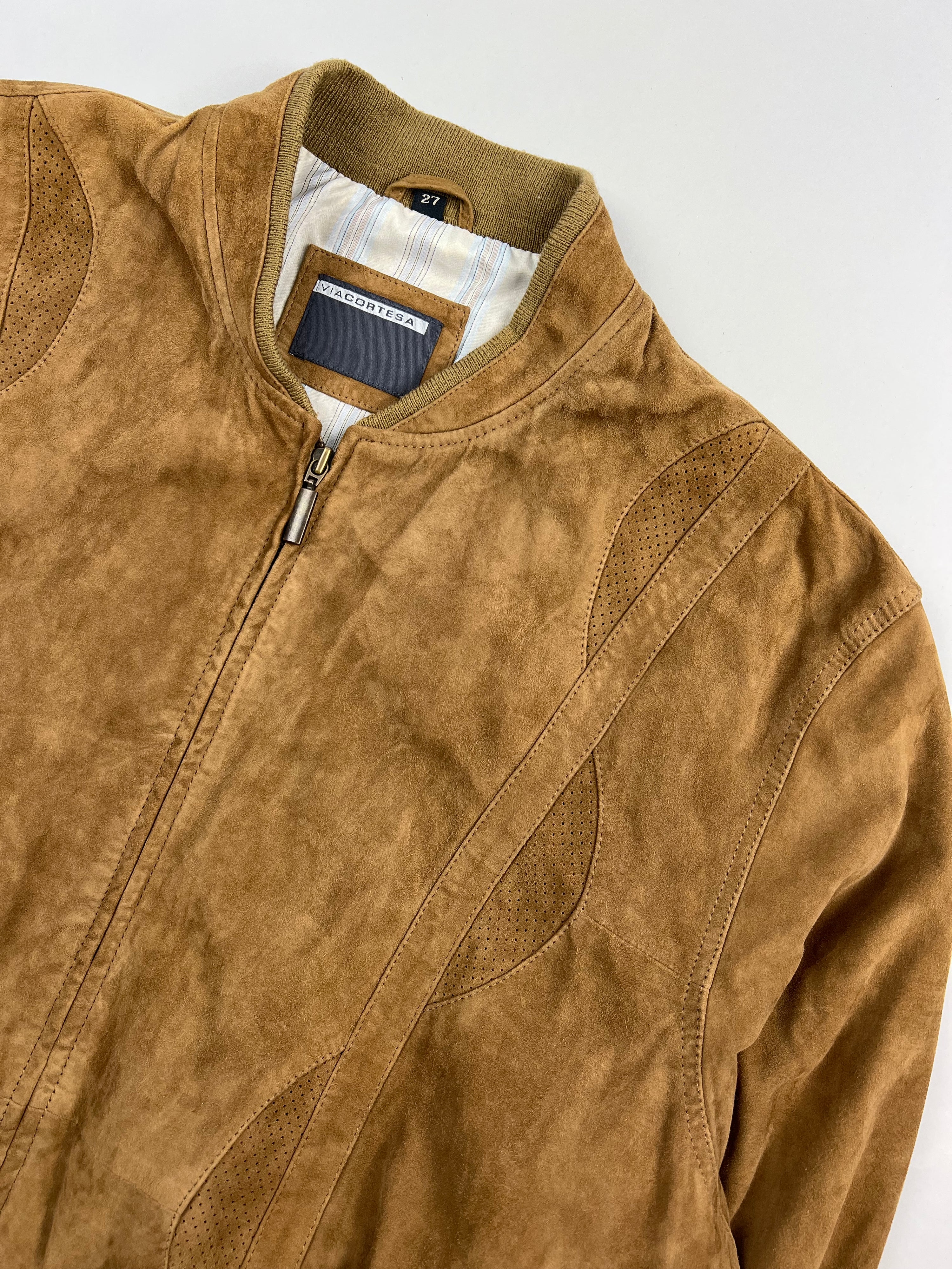 SUEDE BOMBER JACKET BROWN - XL/XXL