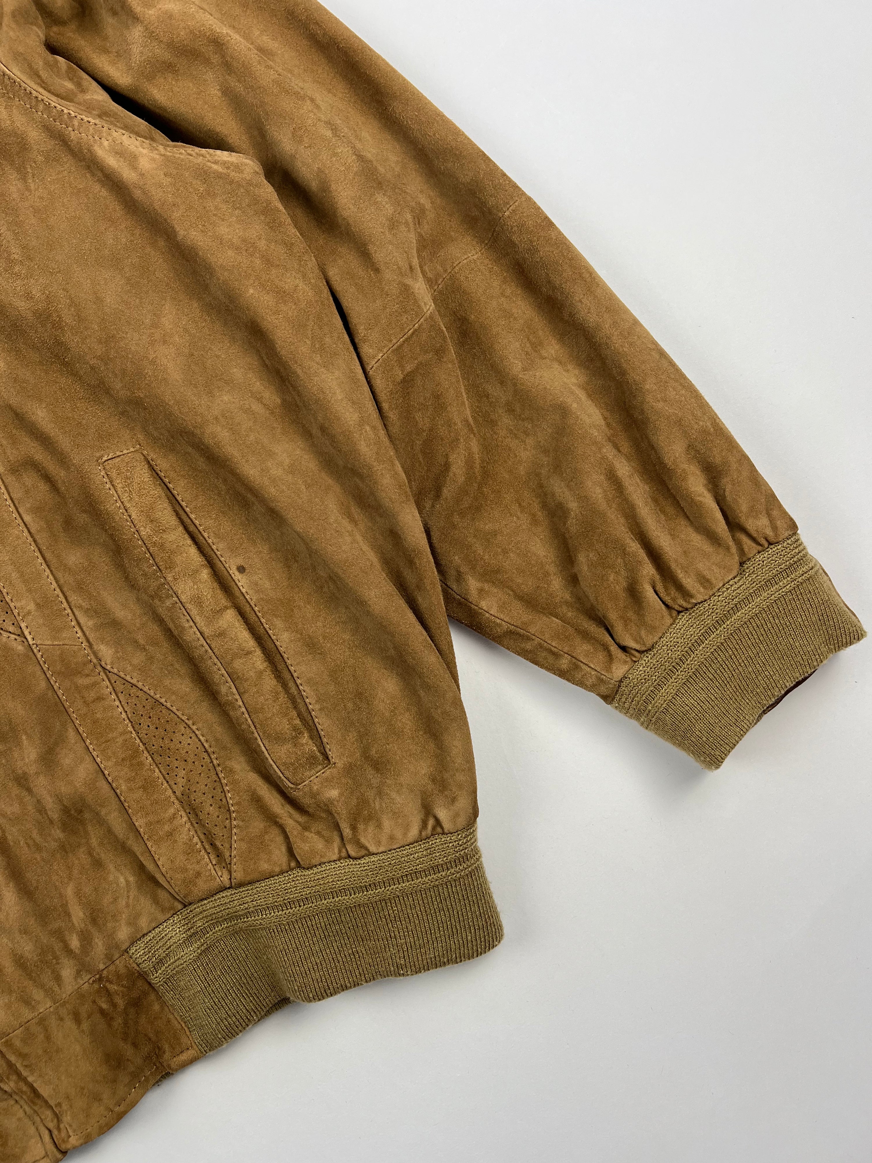 SUEDE BOMBER JACKET BROWN - XL/XXL