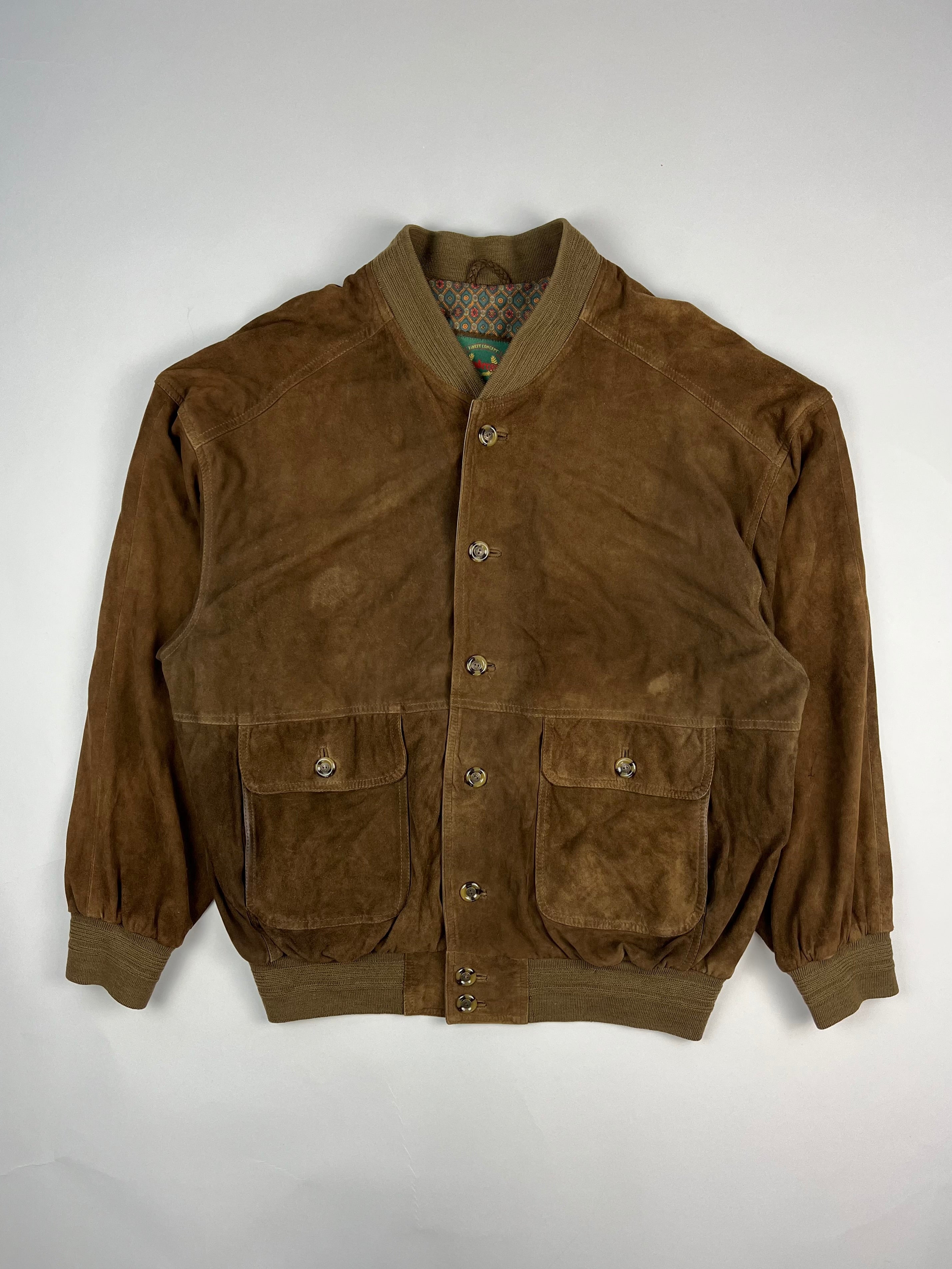 SUEDE BOMBER JACKET DARK BROWN - L/XL