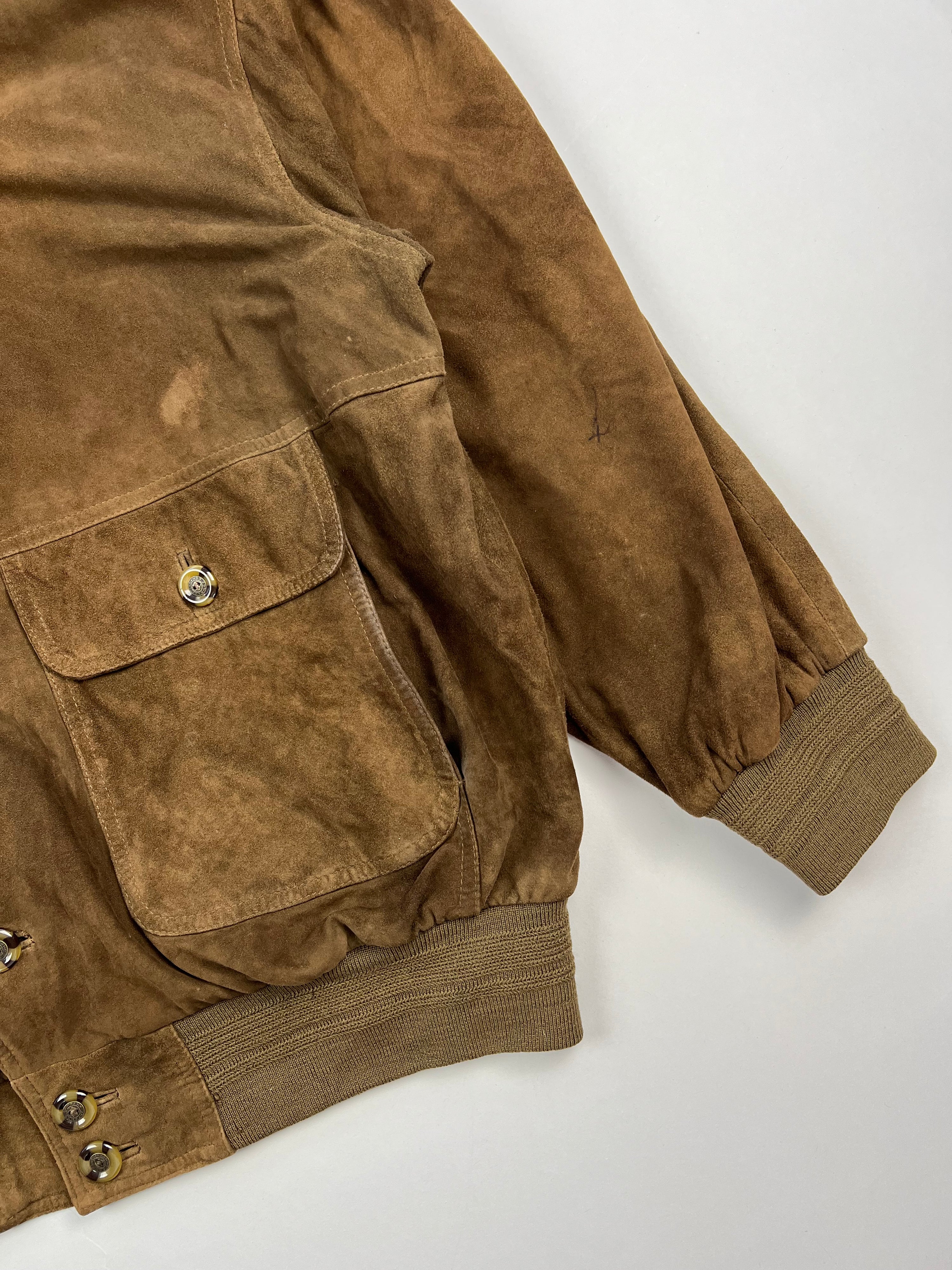 SUEDE BOMBER JACKET DARK BROWN - L/XL