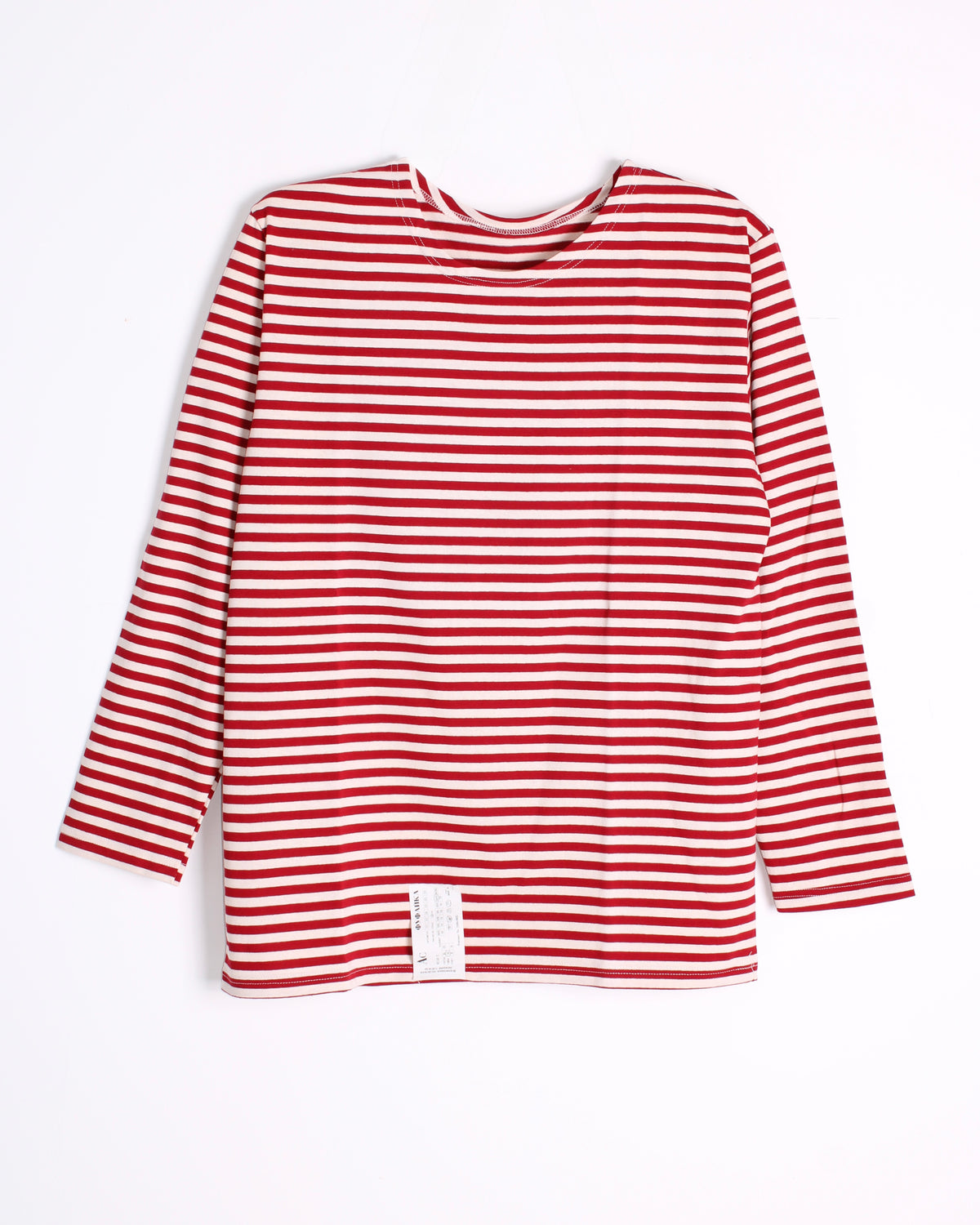 TELNYASHKA STRIPED COTTON LONG SLEEVE SHIRT RUSSIAN ARMY RED