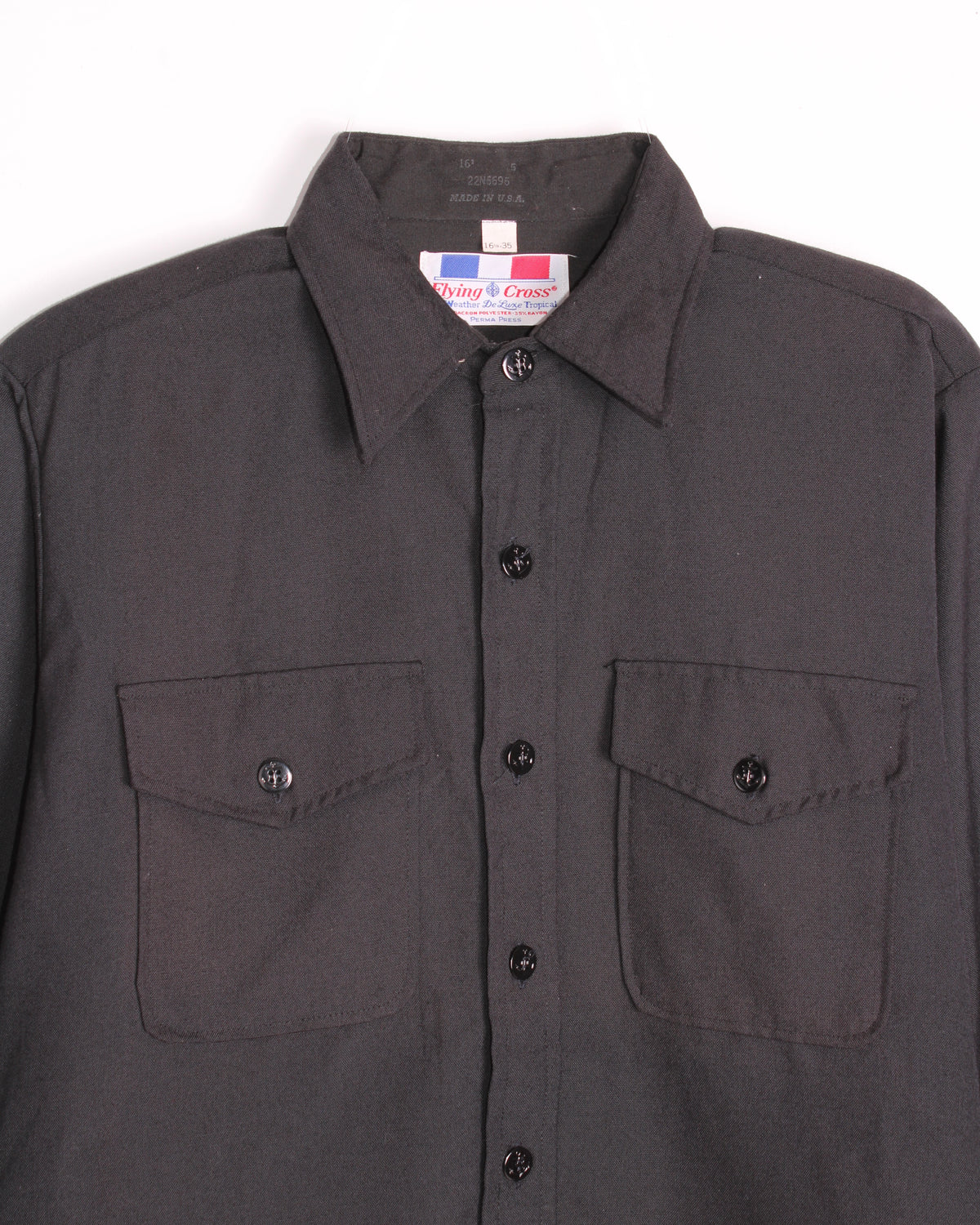 VINTAGE WORK SHIRT FLYING CROSS MADE IN USA BLACK - L/XL