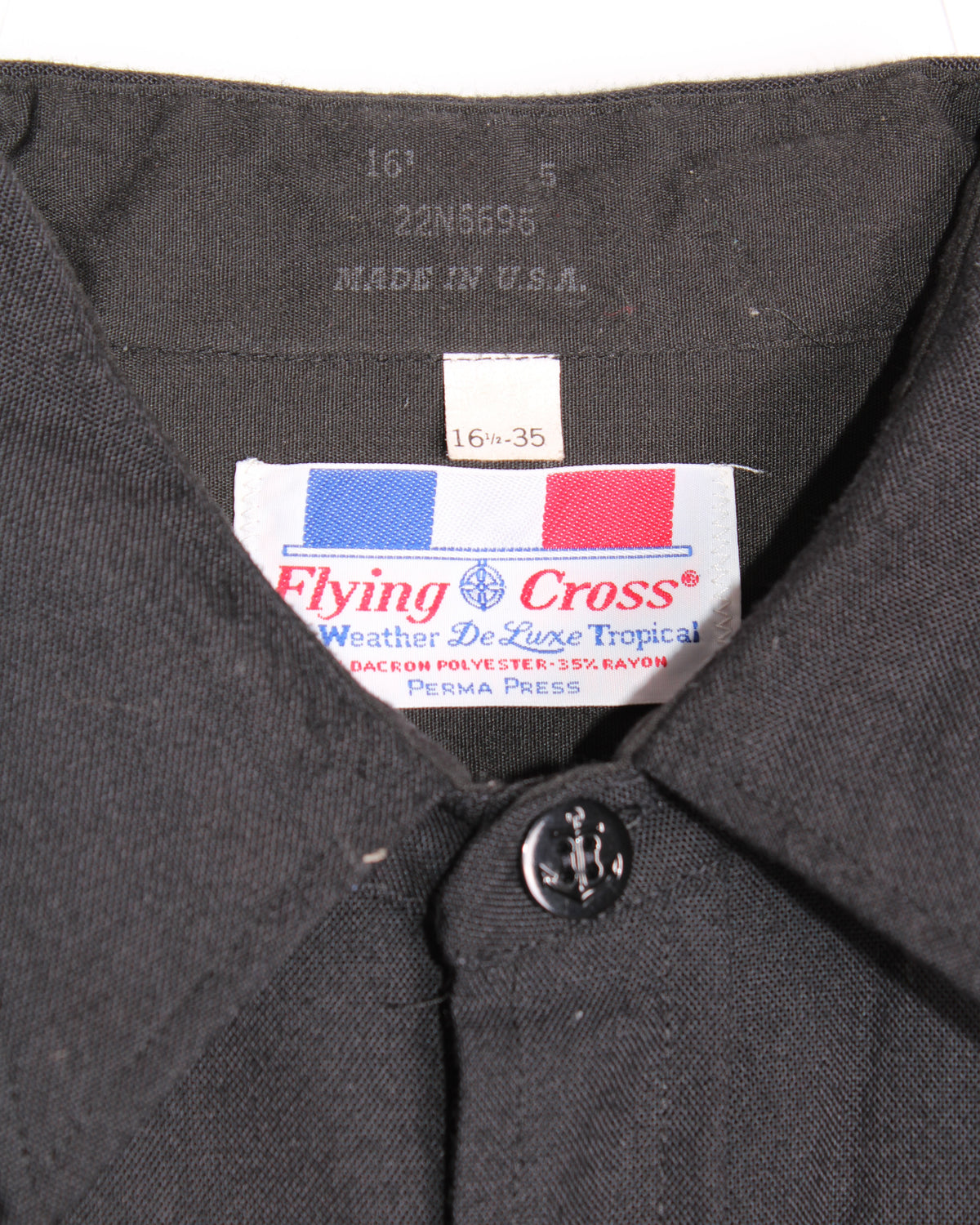 VINTAGE WORK SHIRT FLYING CROSS MADE IN USA BLACK - L/XL