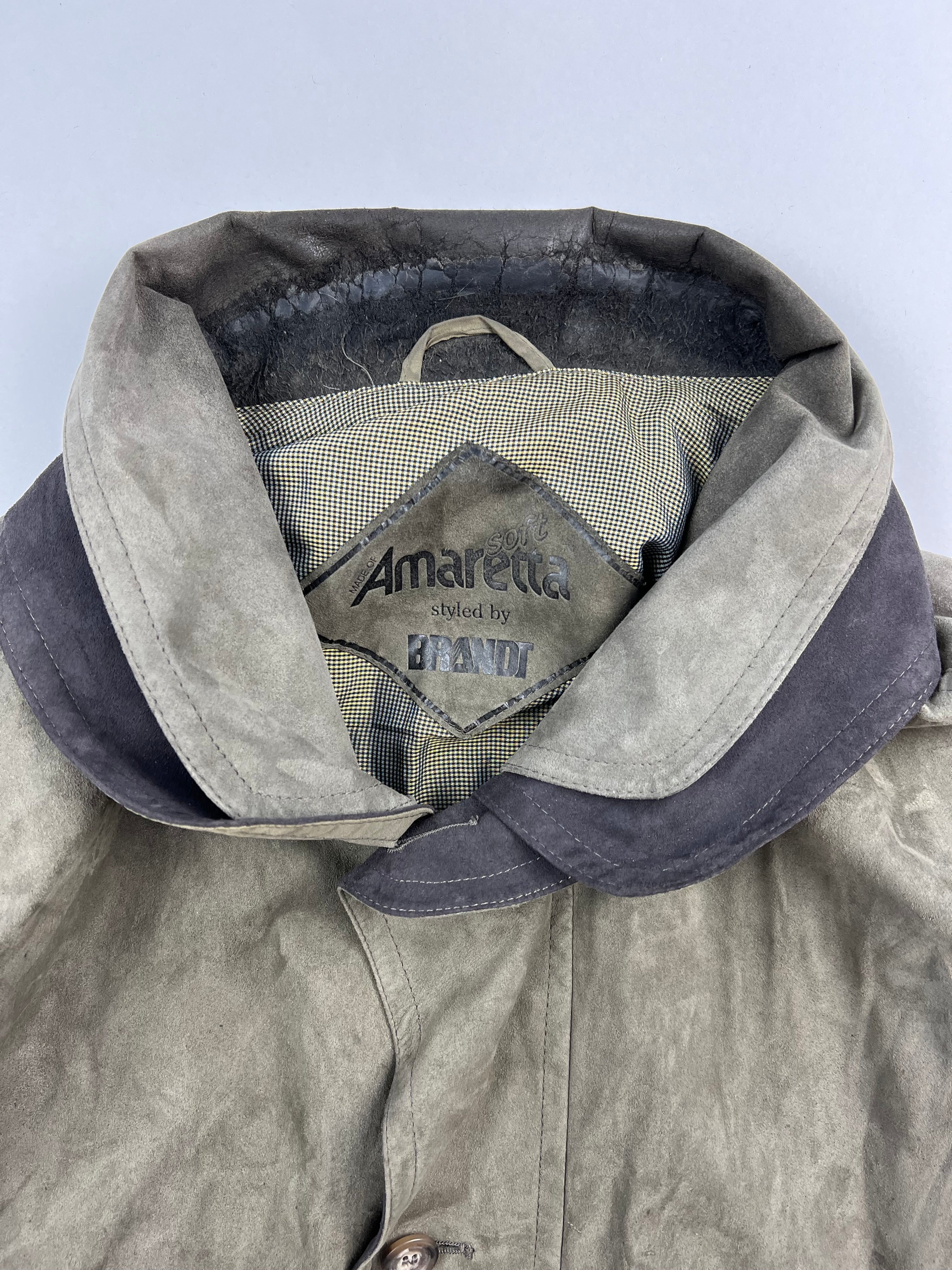 SUEDE BOMBER JACKET WITH POLYURETHANE COATING GREY - L/XL