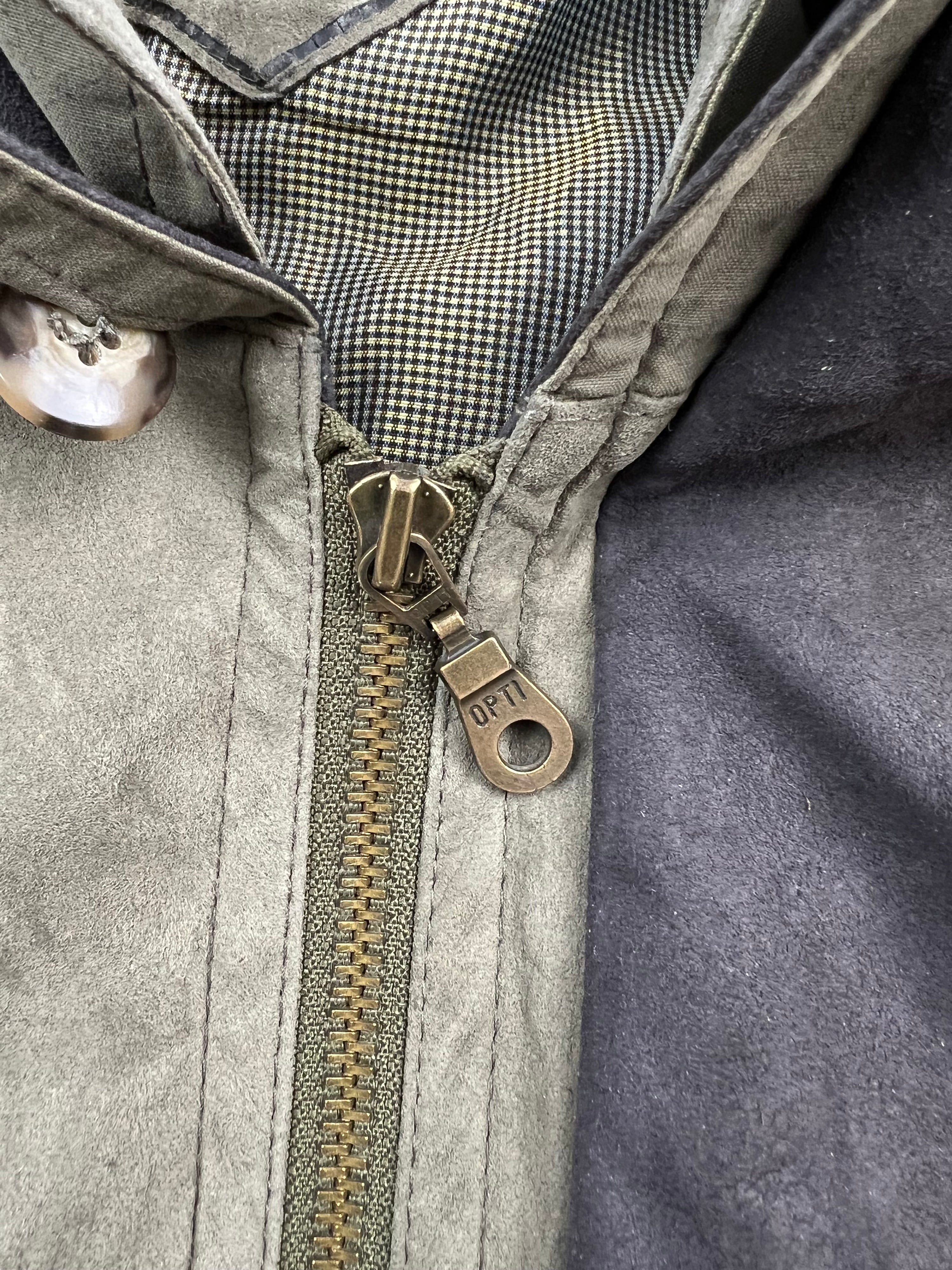 SUEDE BOMBER JACKET WITH POLYURETHANE COATING GREY - L/XL