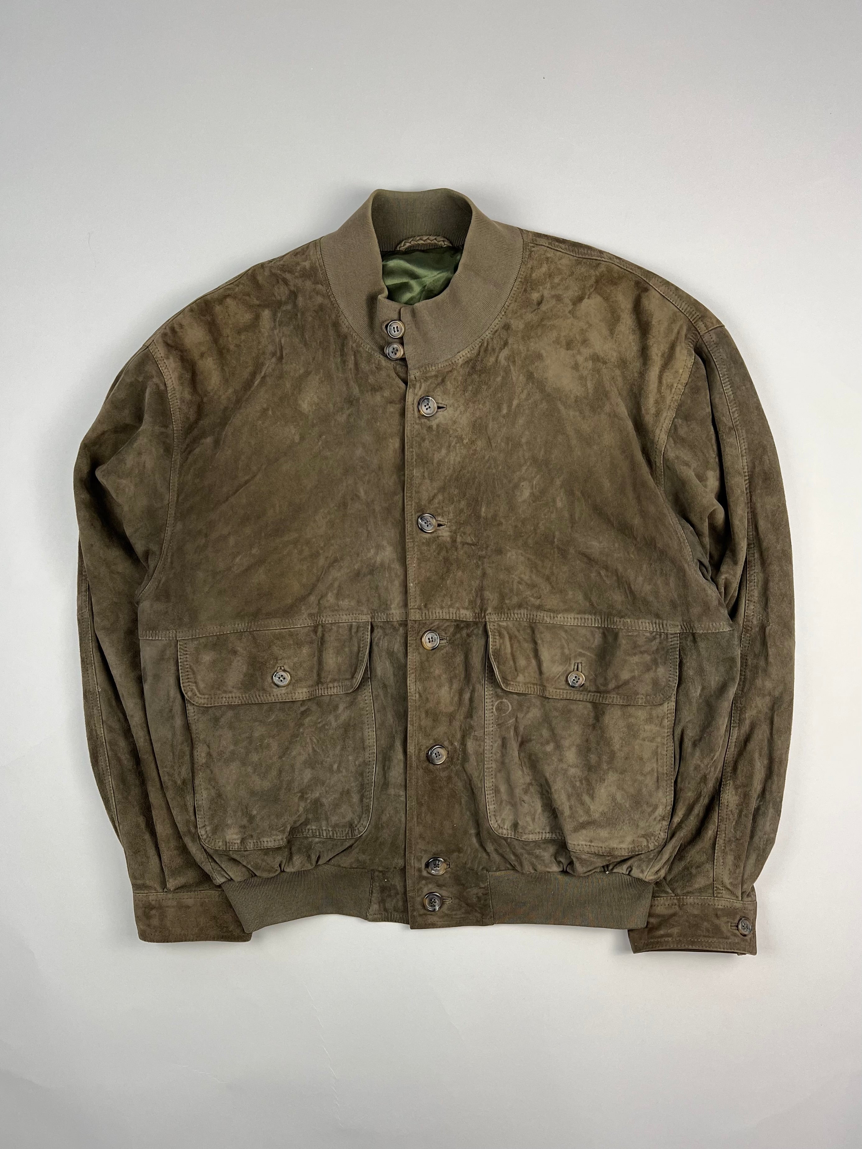 SUEDE BOMBER JACKET KHAKI BROWN - M/L