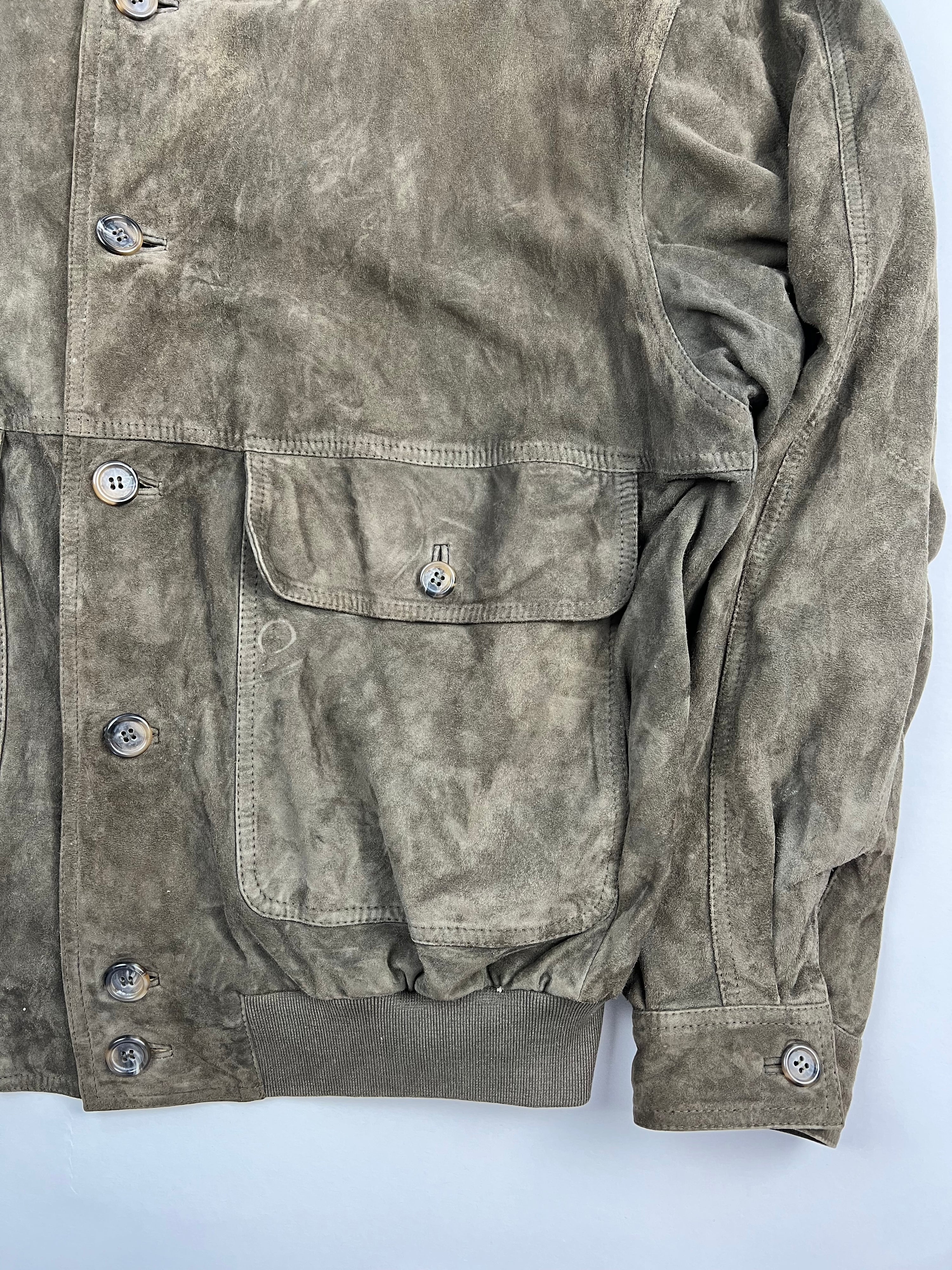 SUEDE BOMBER JACKET KHAKI BROWN - M/L