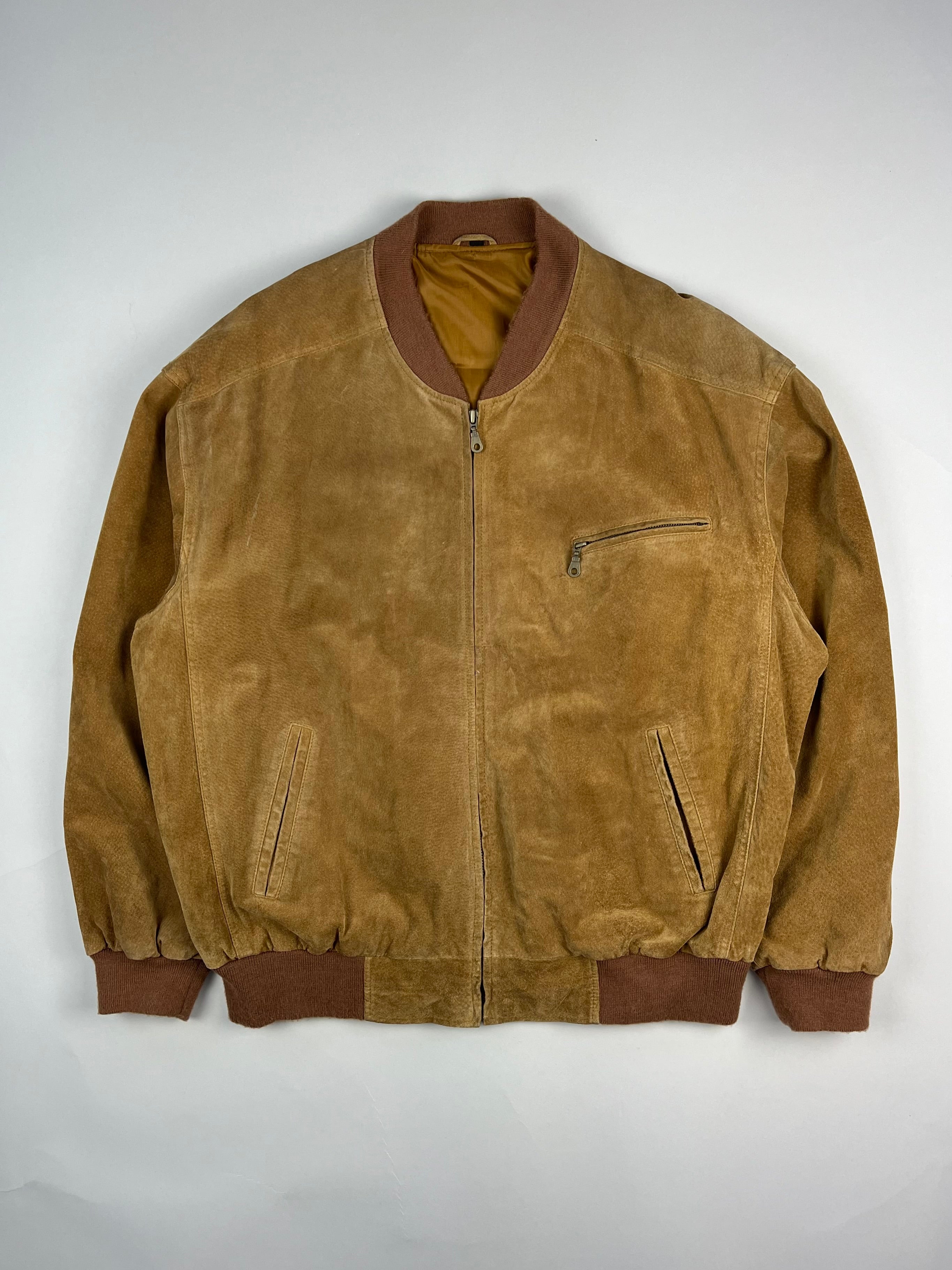 SUEDE BOMBER JACKET BROWN - XL/XXL