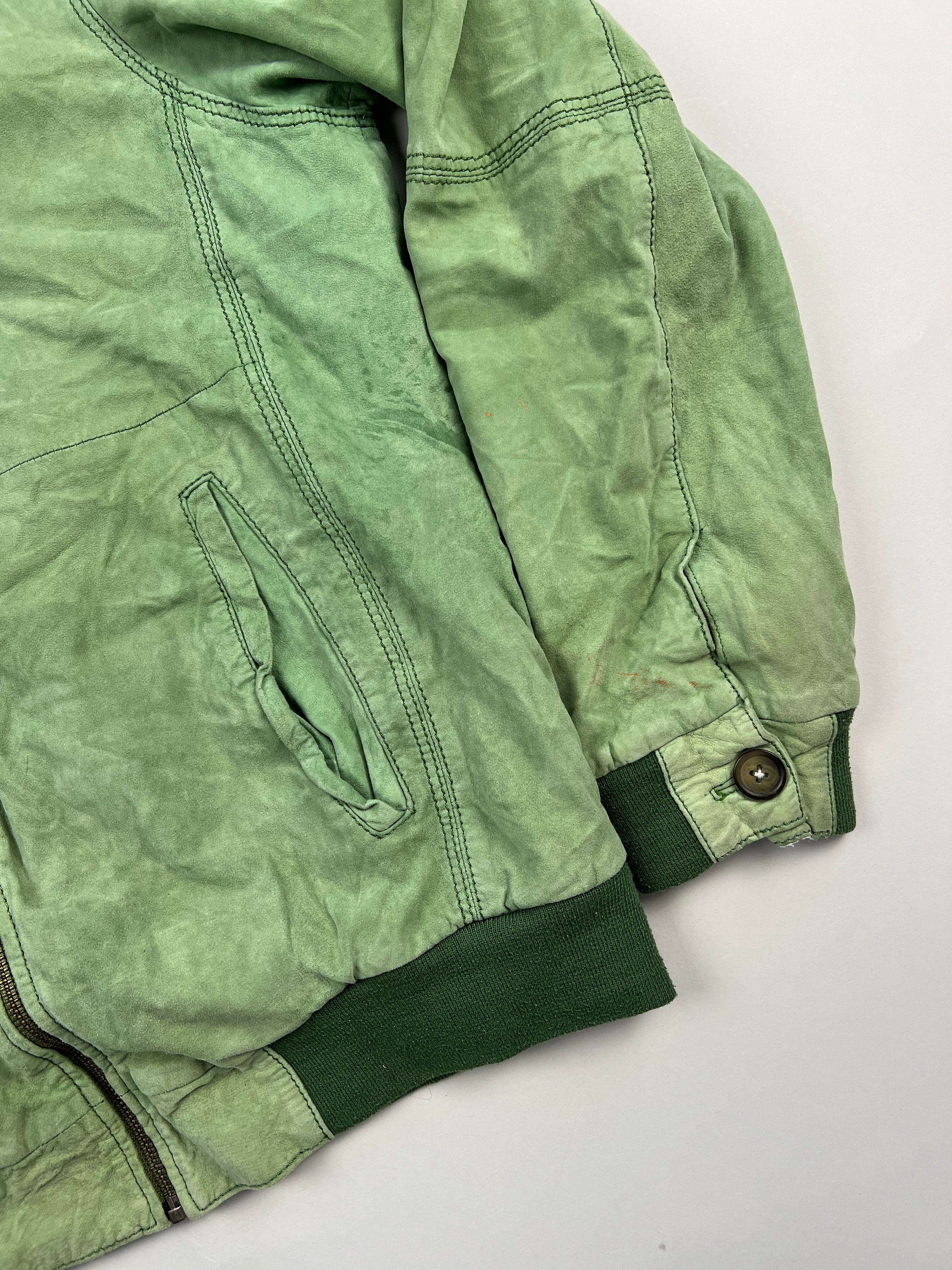 SUEDE BOMBER JACKET GREEN - S/M