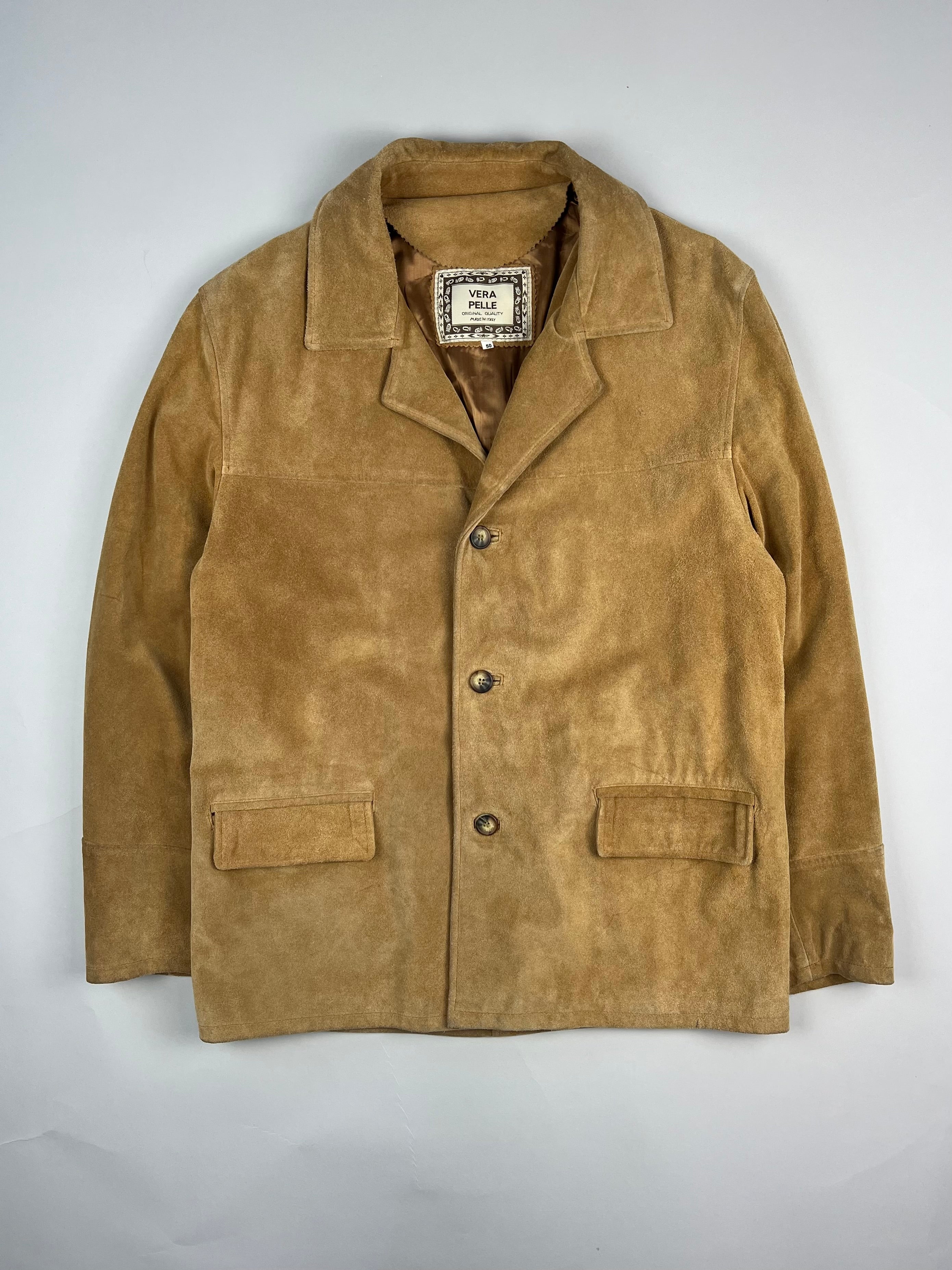 SUEDE BLAZER MID LENGTH JACKET BROWN - L/XL
