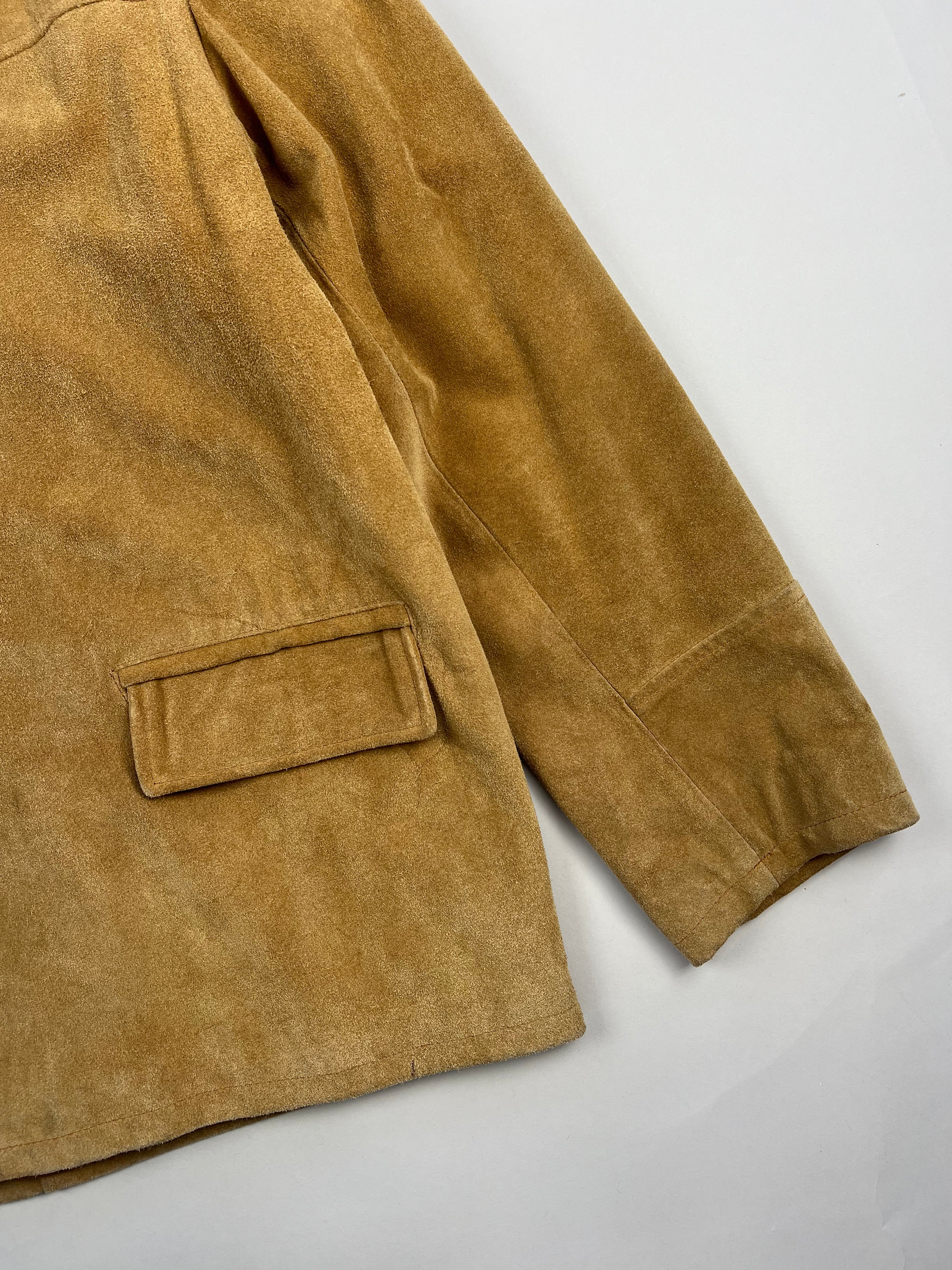 SUEDE BLAZER MID LENGTH JACKET BROWN - L/XL