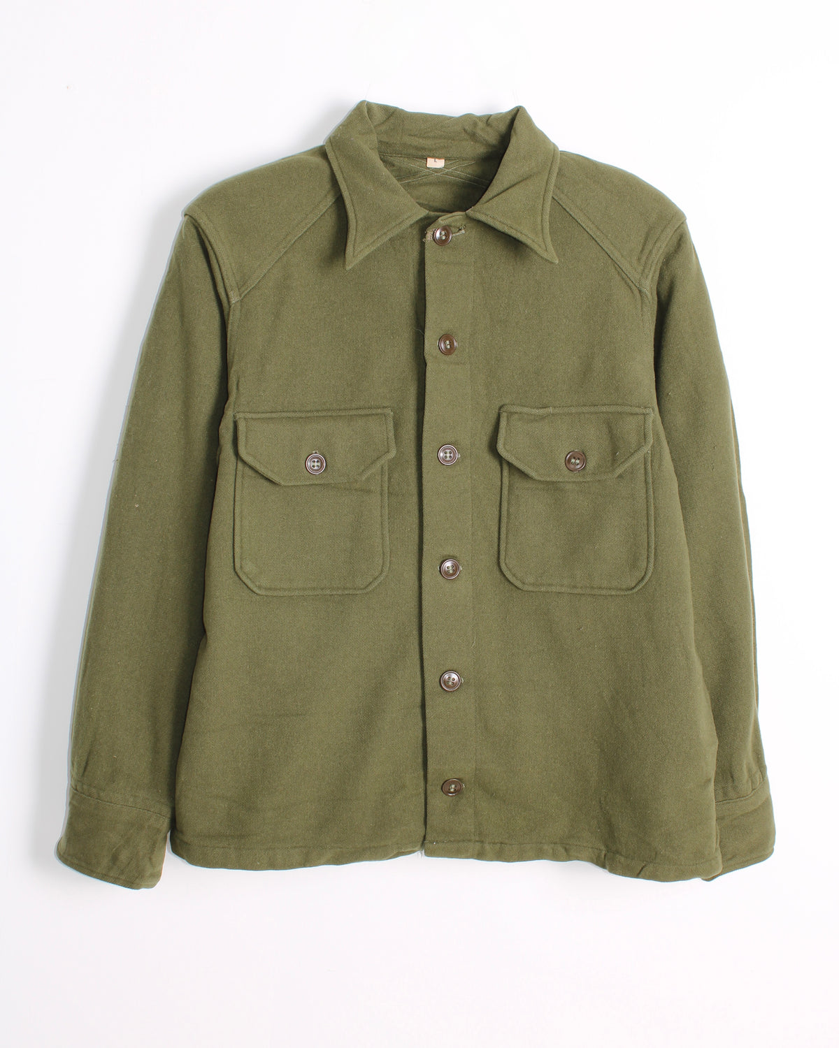 US ARMY VINTAGE OG 108 WOOL SHIRT OLIVE GREEN - LARGE