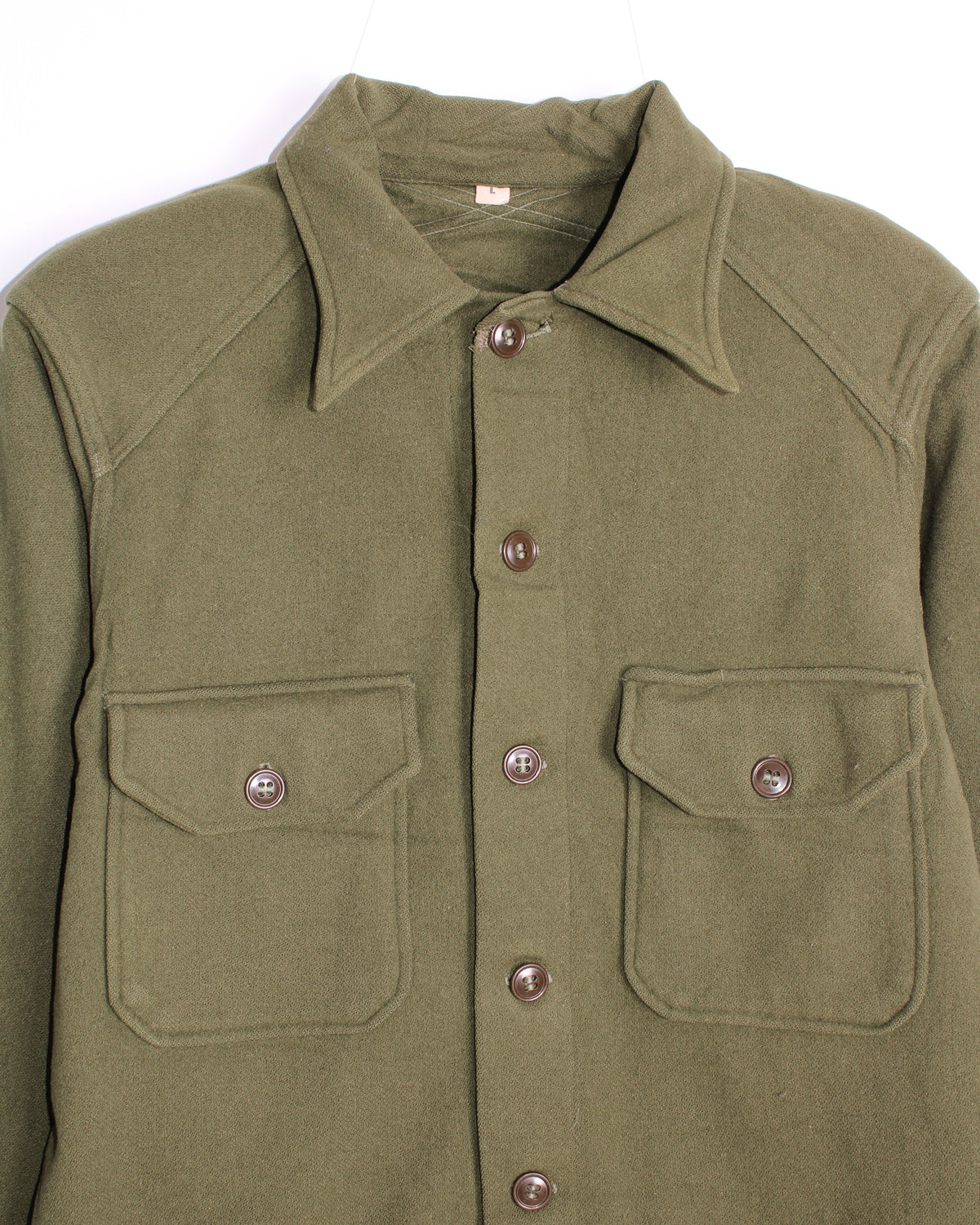 US ARMY VINTAGE OG 108 WOOL SHIRT OLIVE GREEN - LARGE