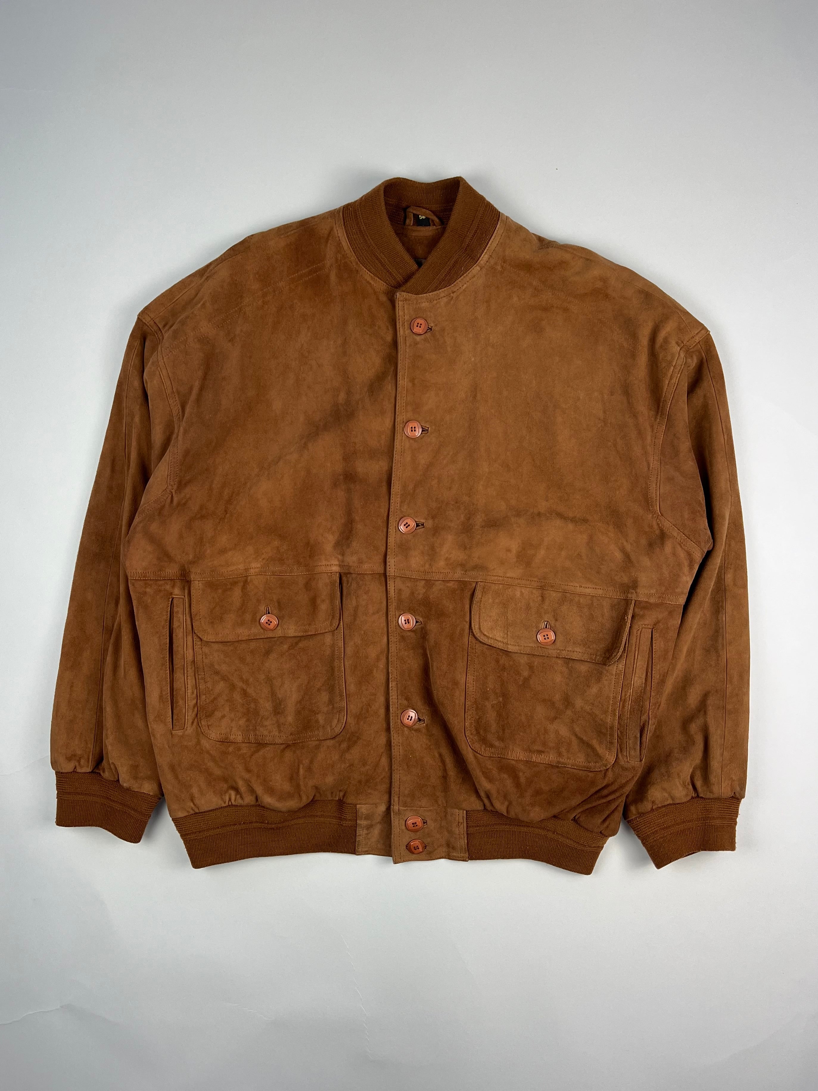SUEDE BOMBER JACKET BROWN - XL/XXL