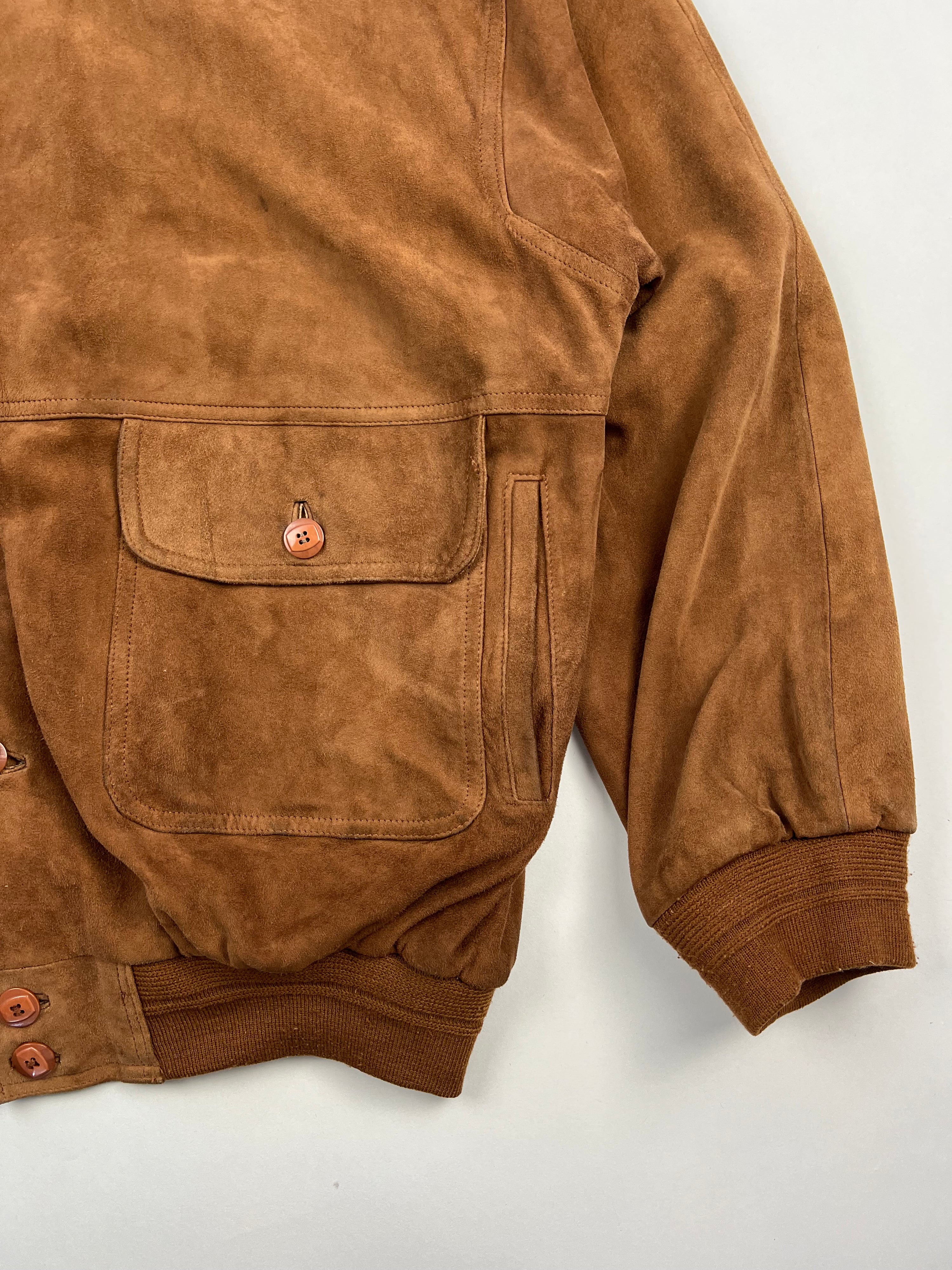 SUEDE BOMBER JACKET BROWN - XL/XXL