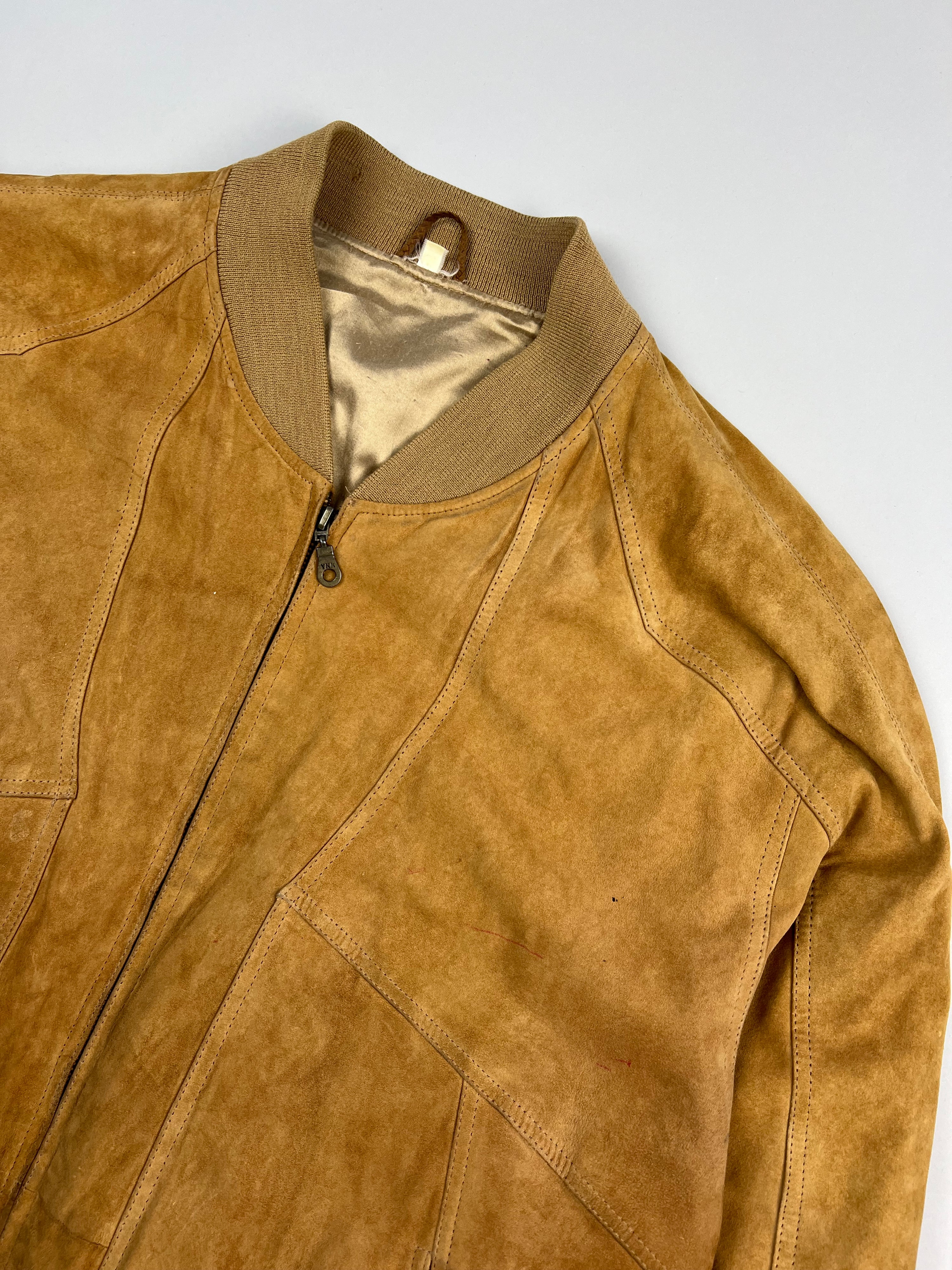 SUEDE BOMBER JACKET LIGHT BROWN - L/XL