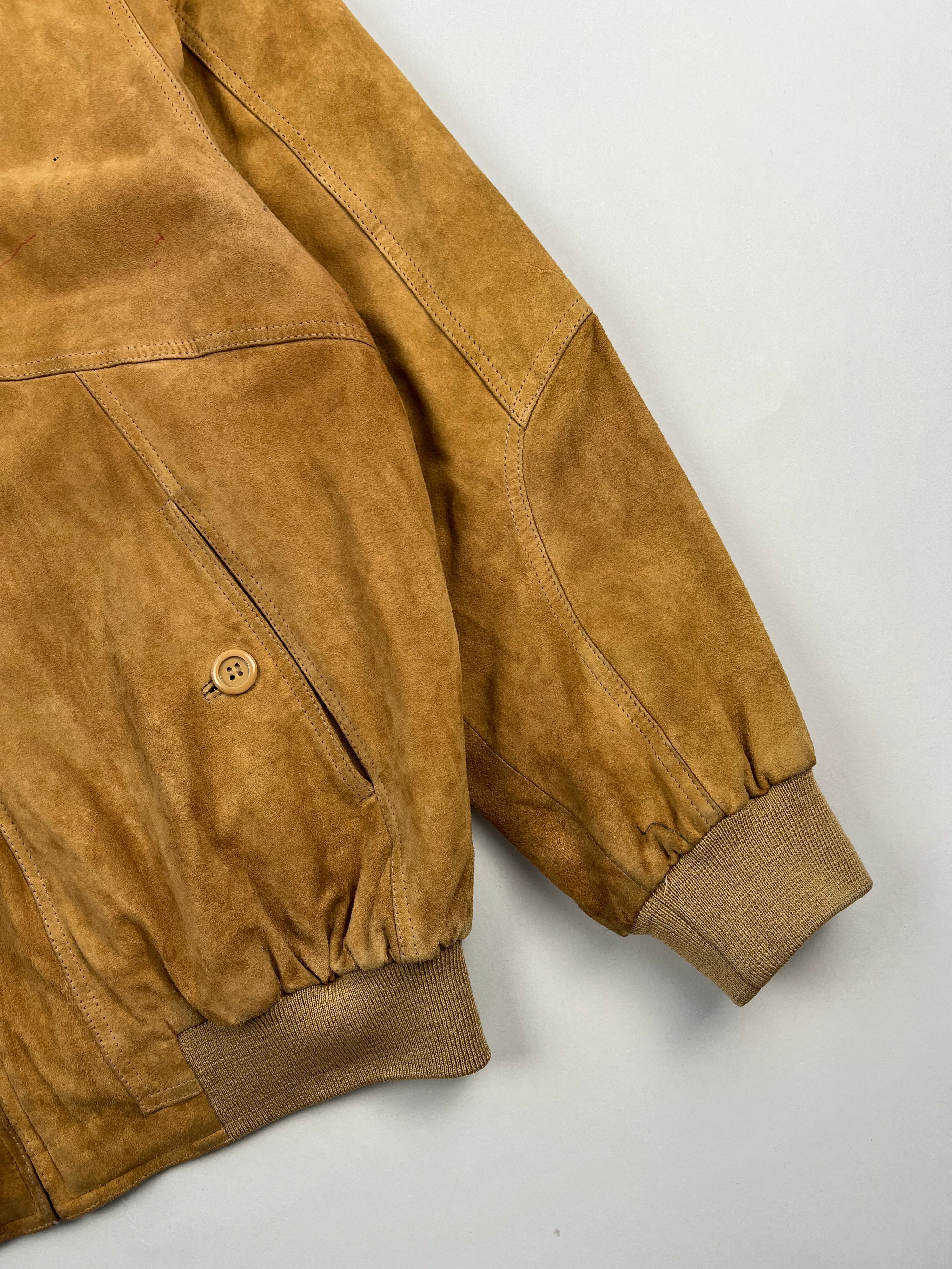 SUEDE BOMBER JACKET LIGHT BROWN - L/XL