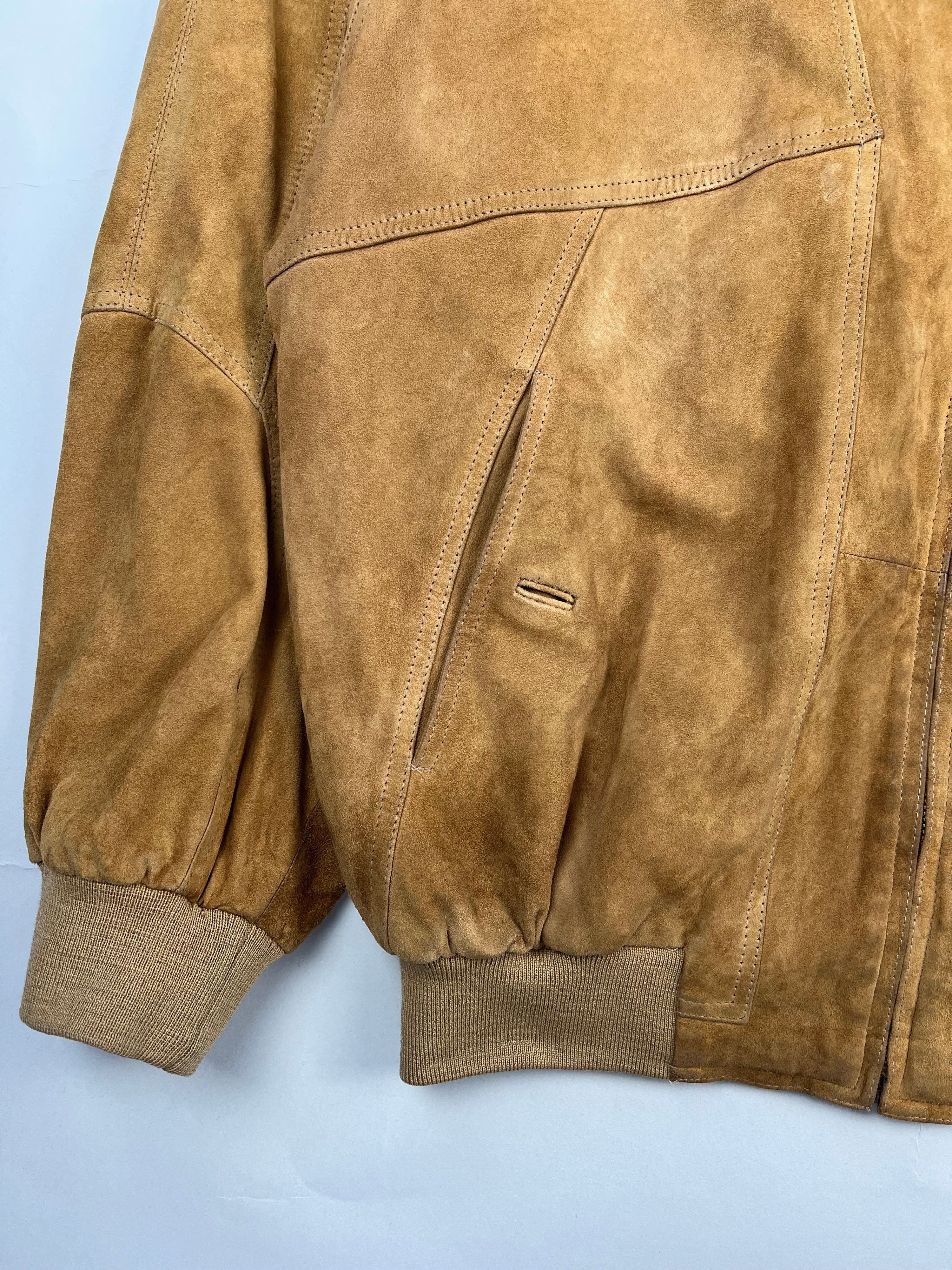 SUEDE BOMBER JACKET LIGHT BROWN - L/XL