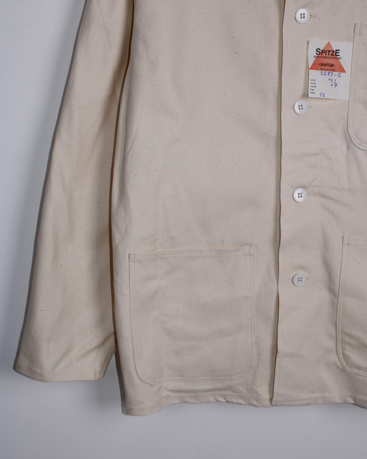 VINTAGE WORKWEAR CHORE JACKET HBT CREAM WHITE - L/XL