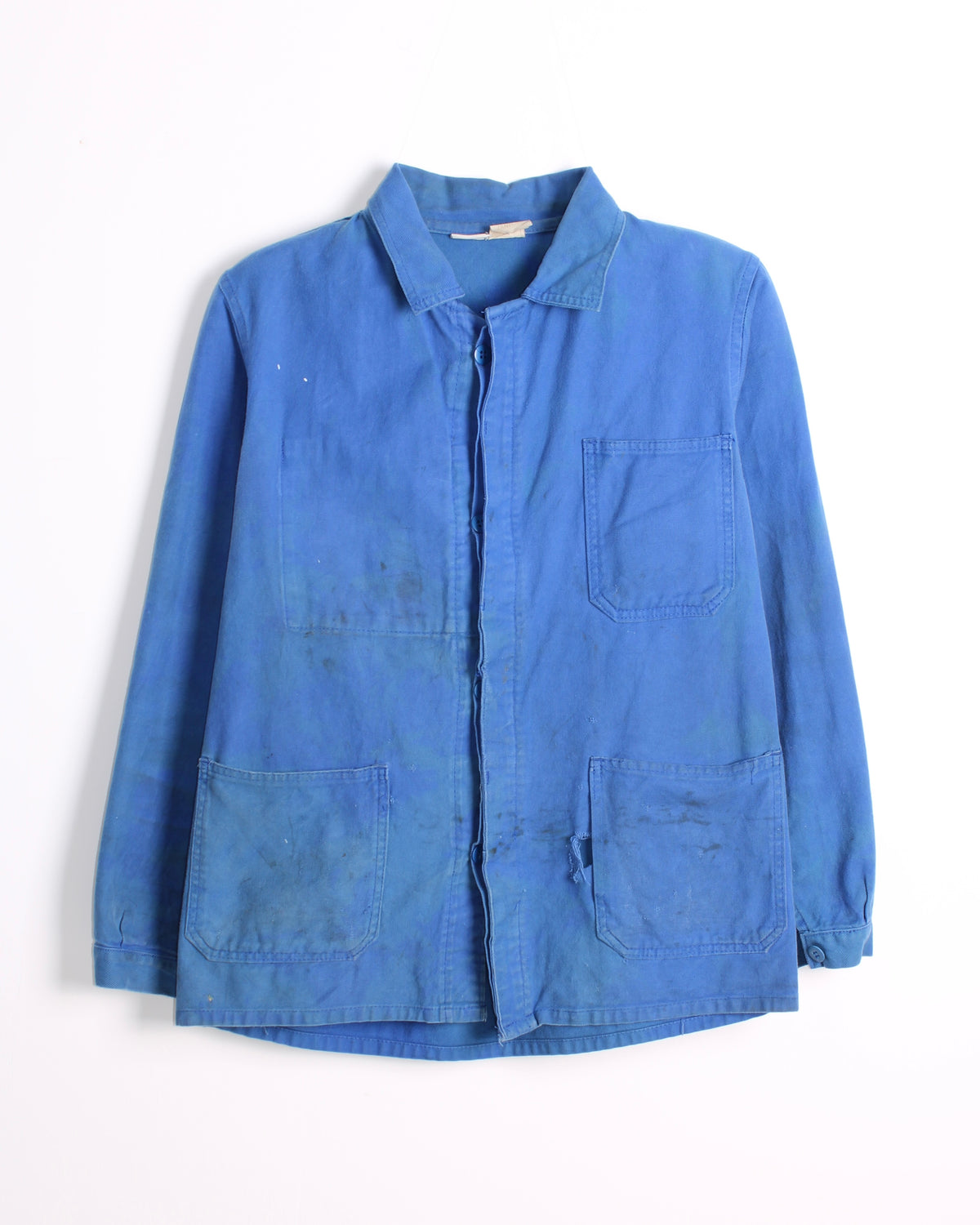 VINTAGE FADED WORK CHORE JACKET SPLATTER BLEU DE TRAVAIL - M/L