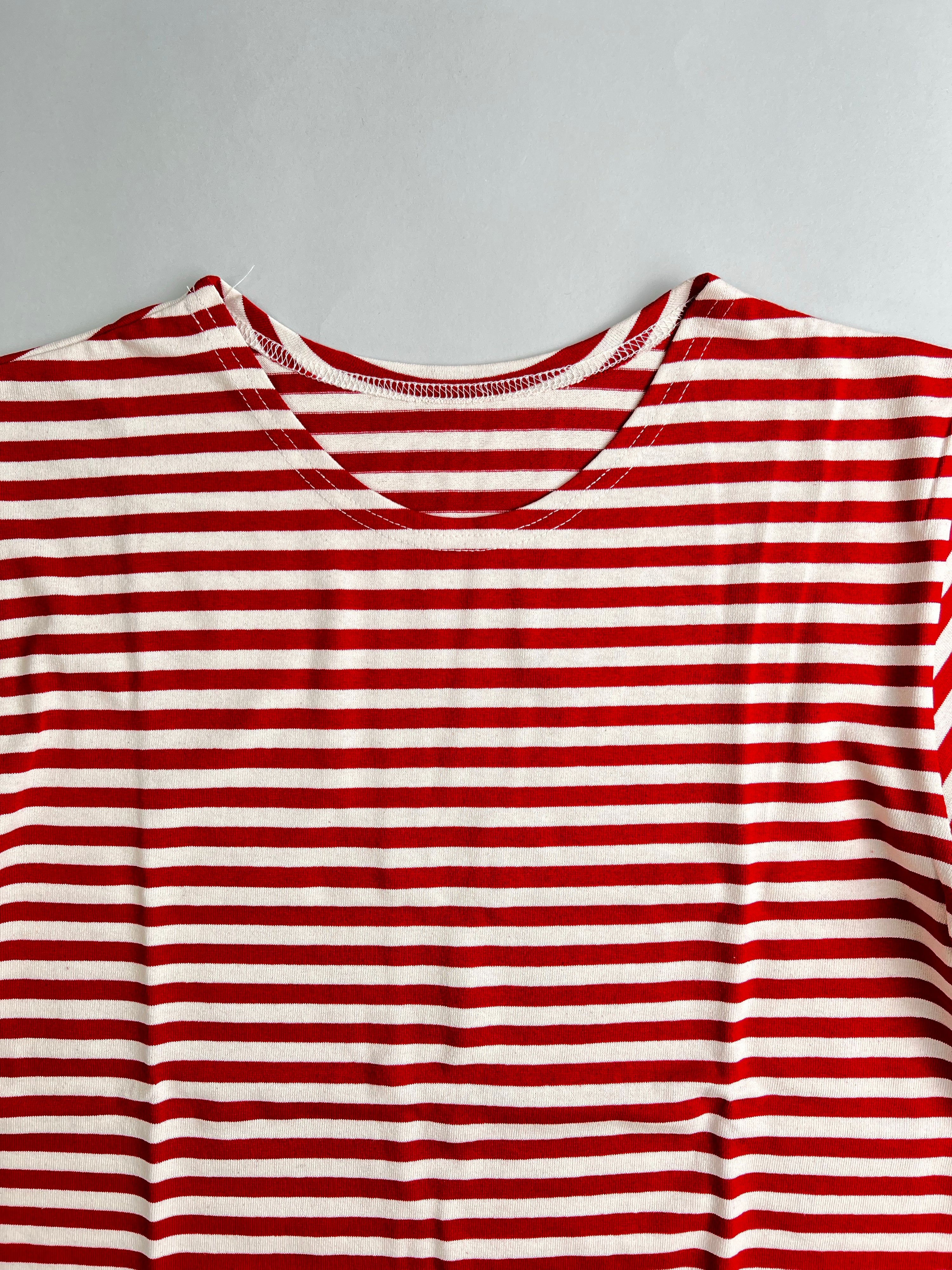 TELNYASHKA STRIPED COTTON LONG SLEEVE SHIRT RUSSIAN ARMY RED