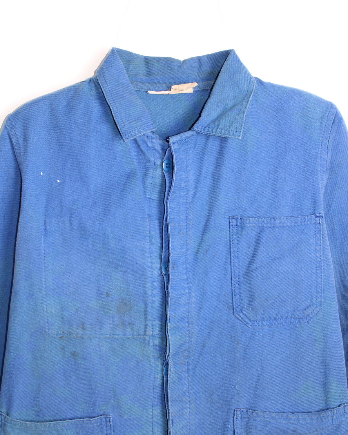 VINTAGE FADED WORK CHORE JACKET SPLATTER BLEU DE TRAVAIL - M/L