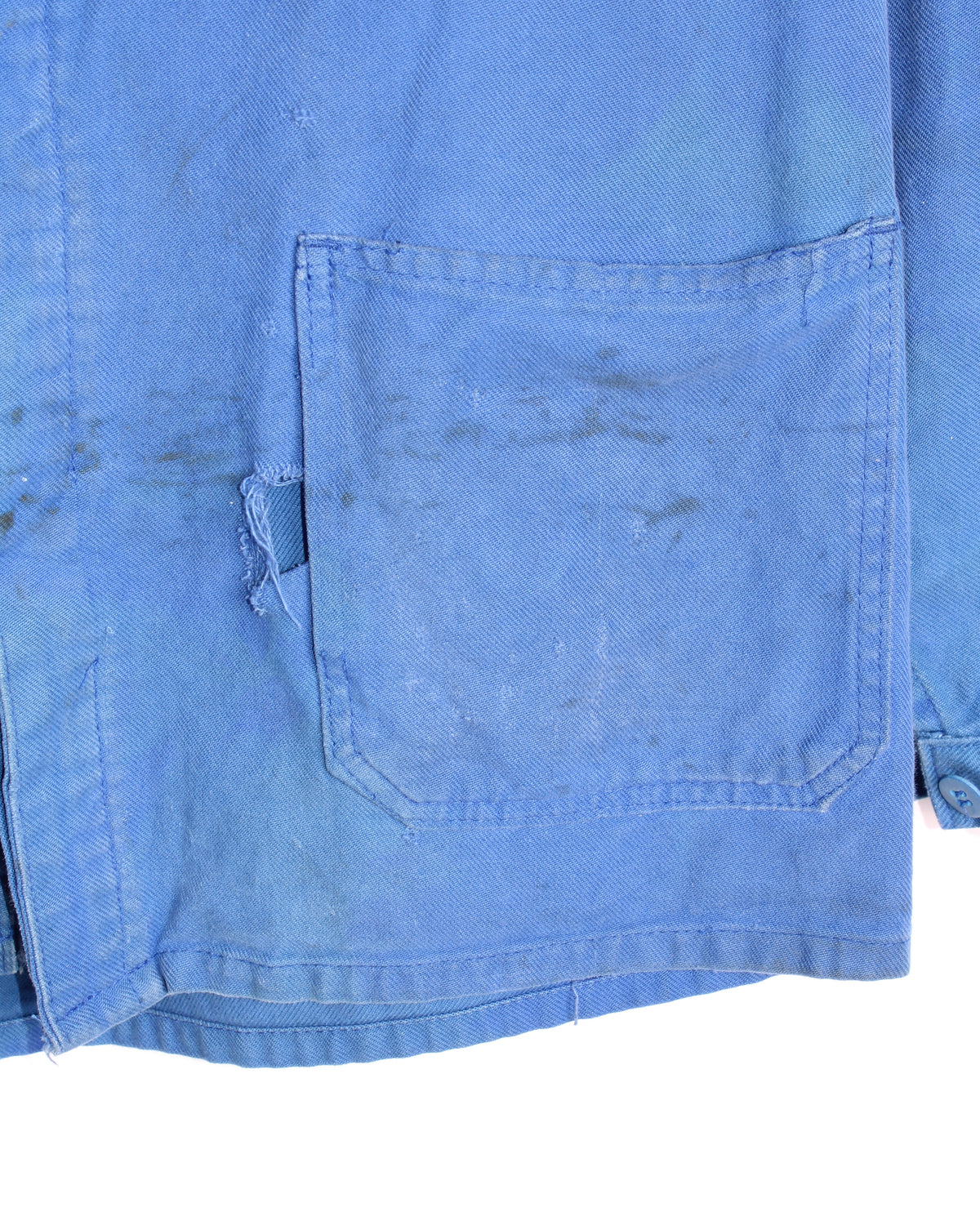 VINTAGE FADED WORK CHORE JACKET SPLATTER BLEU DE TRAVAIL - M/L